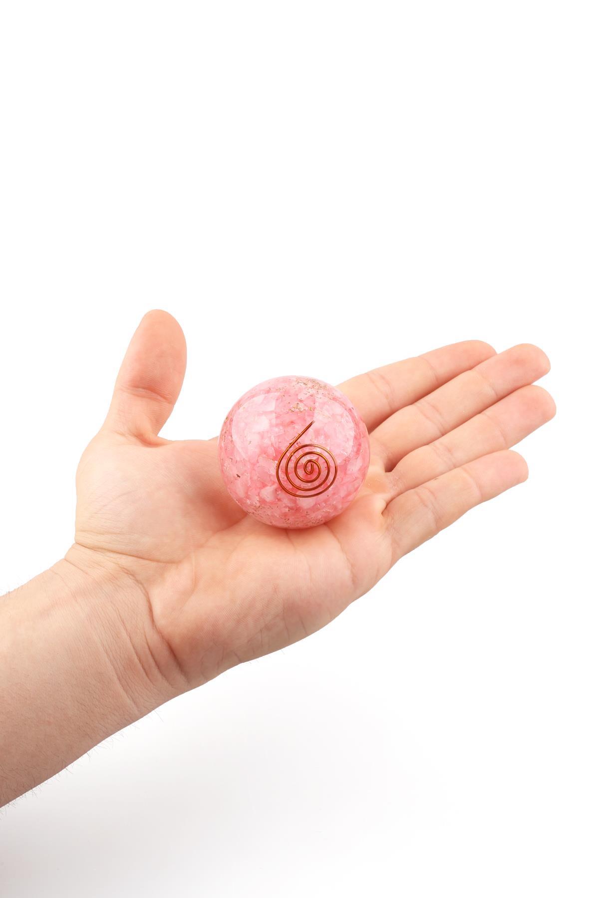 Pembe Kuvars Taşından Orgonit Küre
