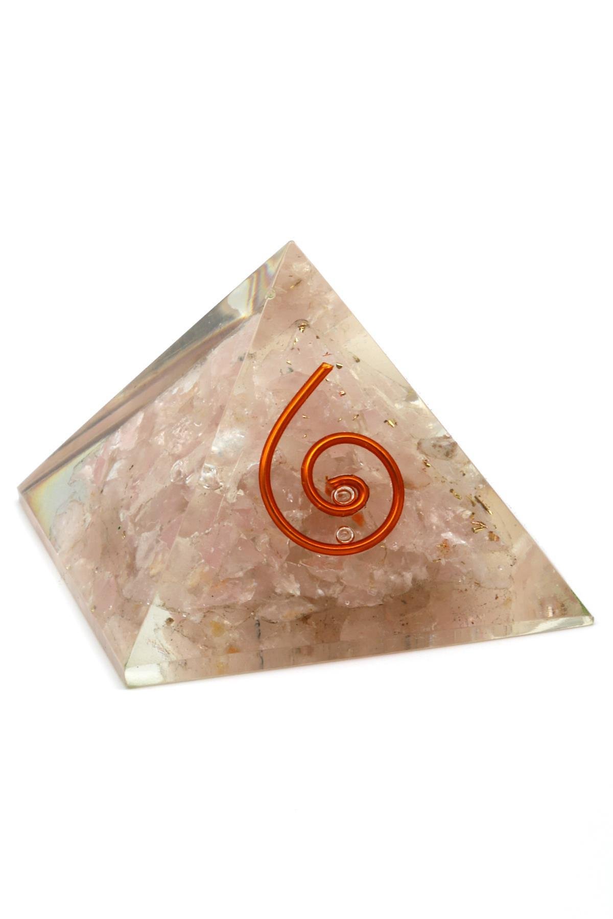 Pembe Kuvars Taşından Orgonit Piramit