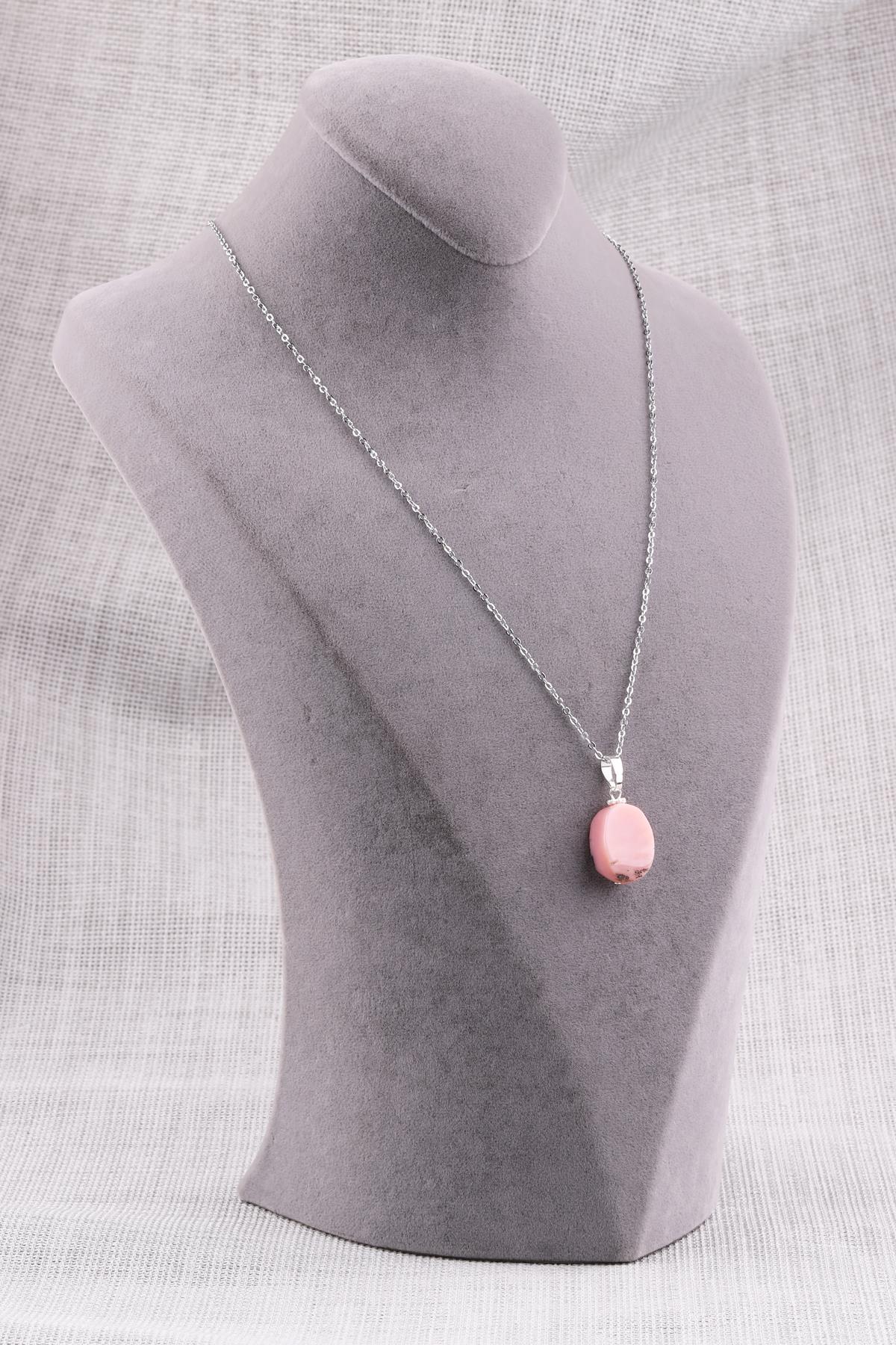 Pembe Opal Doğal Taş Kolye