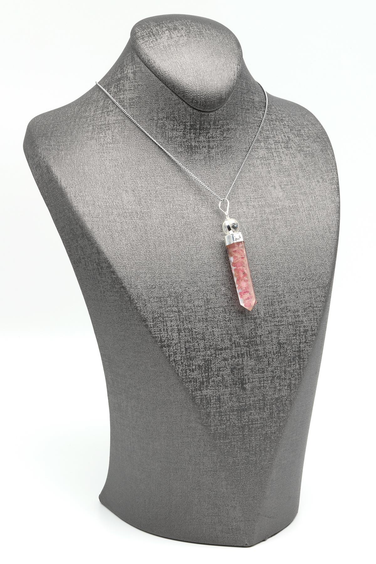 Pembe Turmalin Doğal Taş Orgonit Kolye