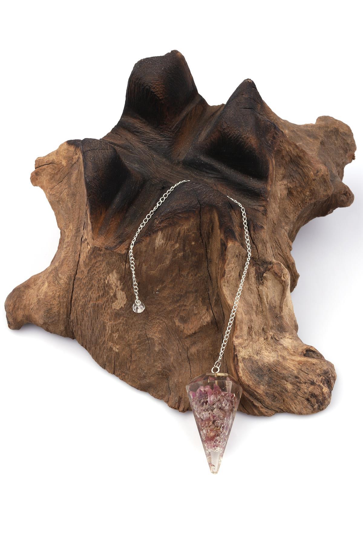 Pembe Turmalin Doğal Taş Orgonit Pandül