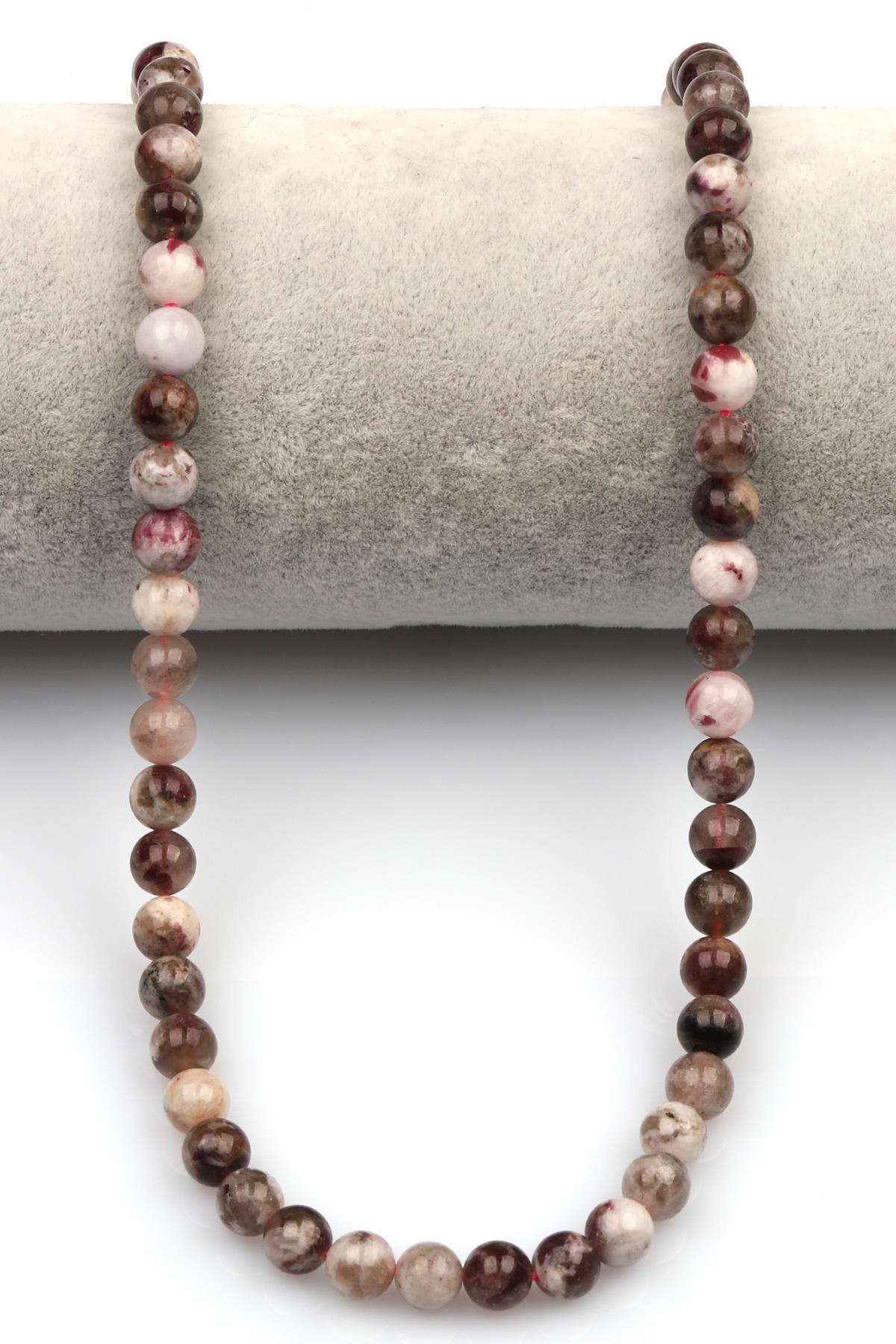 Pembe Turmalin (Rubelit) Doğaltaş Dizi 6 mm Küre Kesim