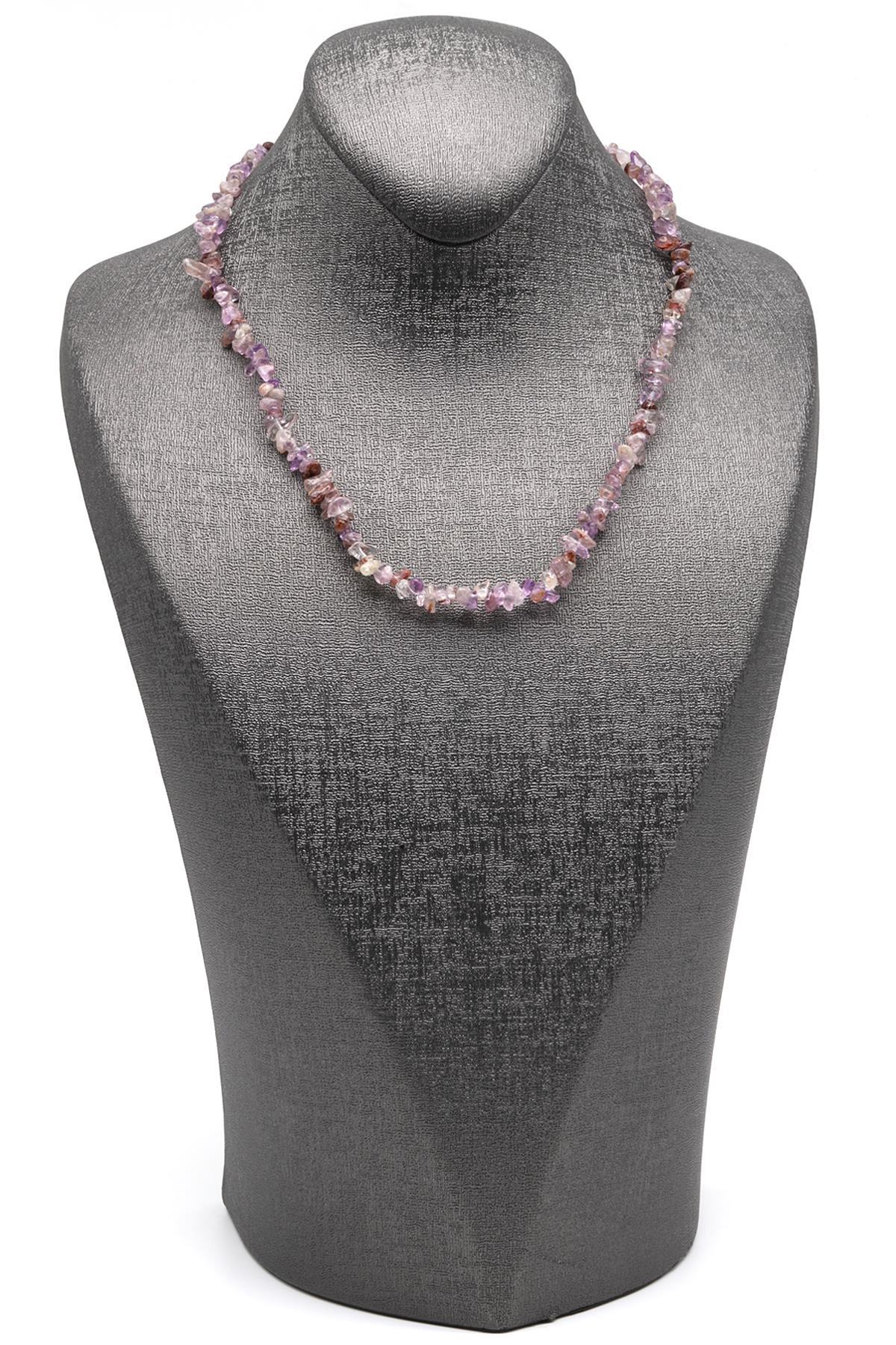 Phantom Kuvars ( Çelik Klipsli ) Doğal Taş Kırıktaş Kolye 