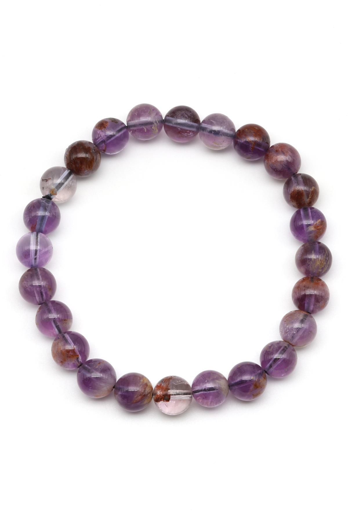 Phantom Kuvars Doğal Taş 8 mm Küre Kesim Bileklik