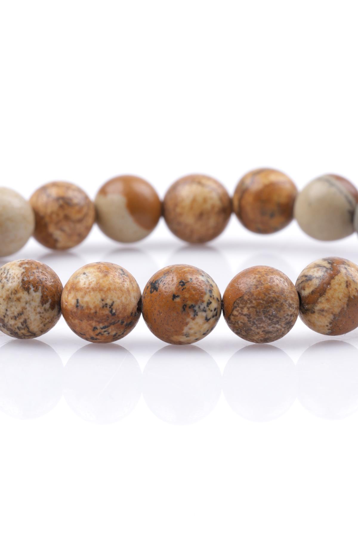 Picture Jasper Doğal Taş Bileklik 8 mm Küre Kesim
