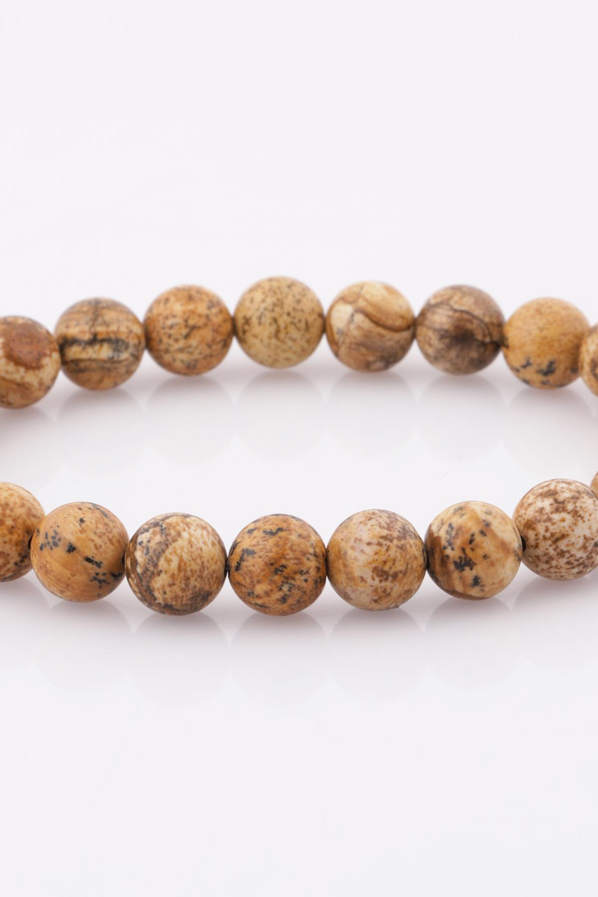 Picture Jasper Doğal Taş Bileklik 8 mm Küre Kesim