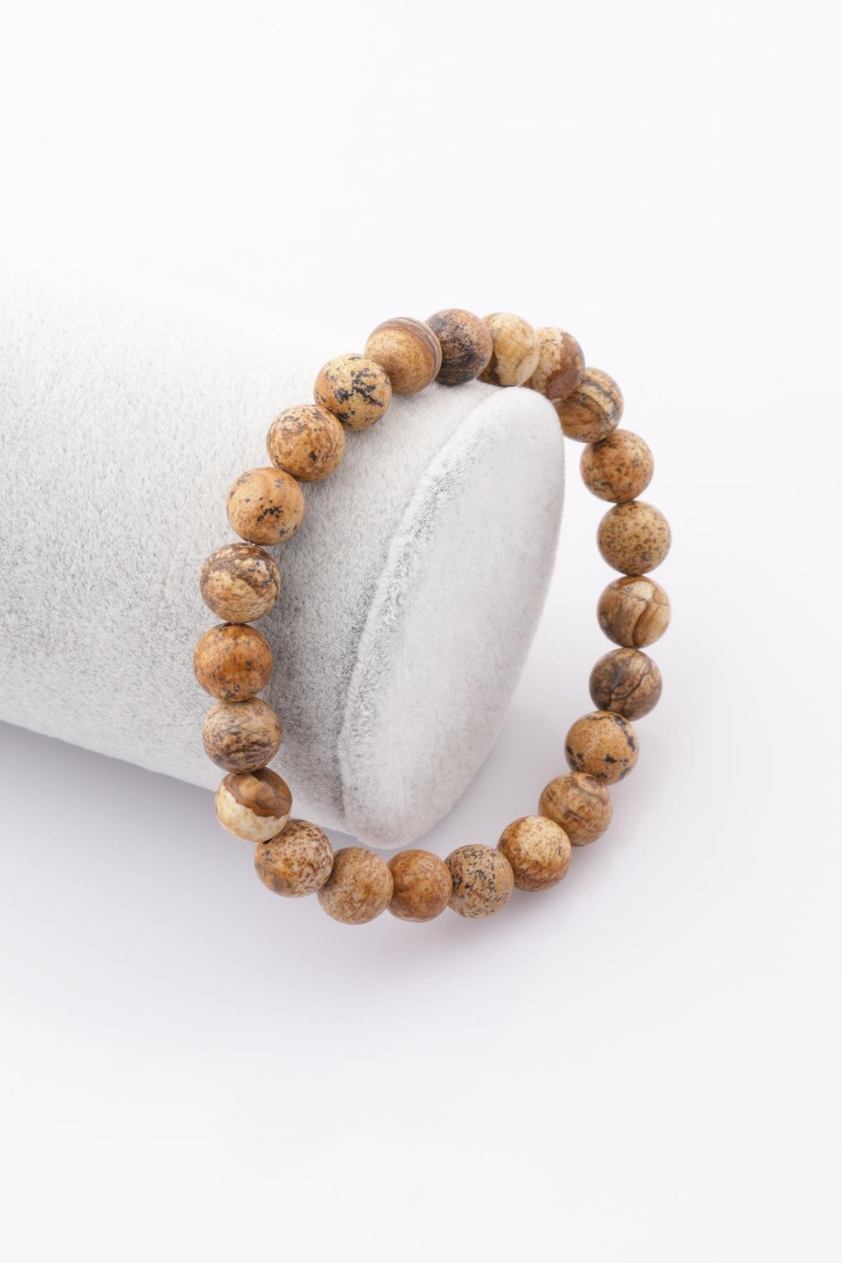 Picture Jasper Doğal Taş Bileklik 8 mm Küre Kesim