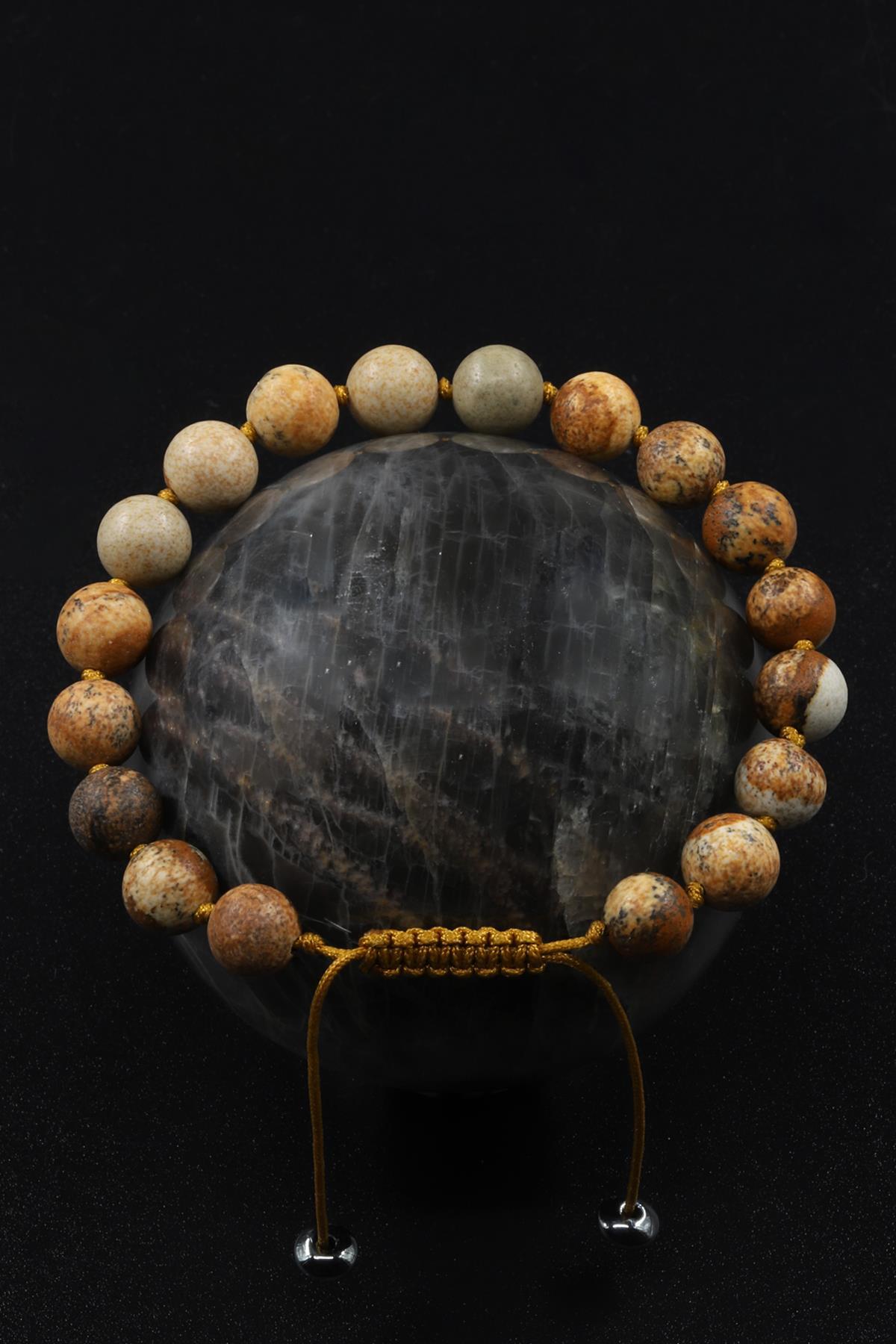 Picture Jasper Doğal Taş Makrome Örme Bileklik
