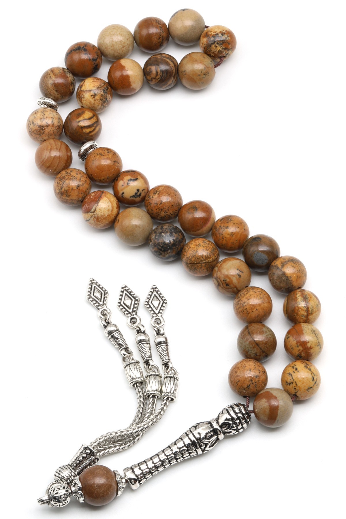 Picture Jasper Doğal Taş Tesbih 10 mm Küre Kesim TSB-0640