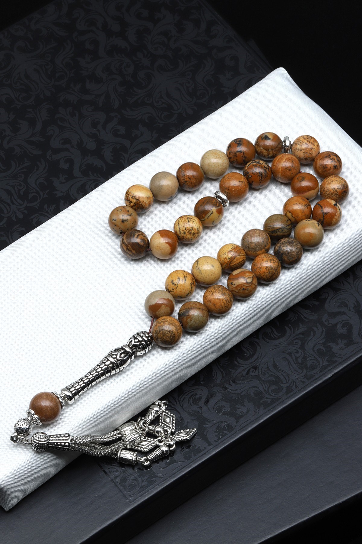 Picture Jasper Doğal Taş Tesbih 10 mm Küre Kesim TSB-0640