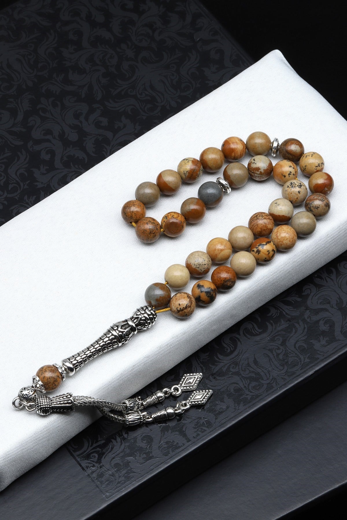 Picture Jasper Doğal Taş Tesbih 8 mm Küre Kesim TSB-0563