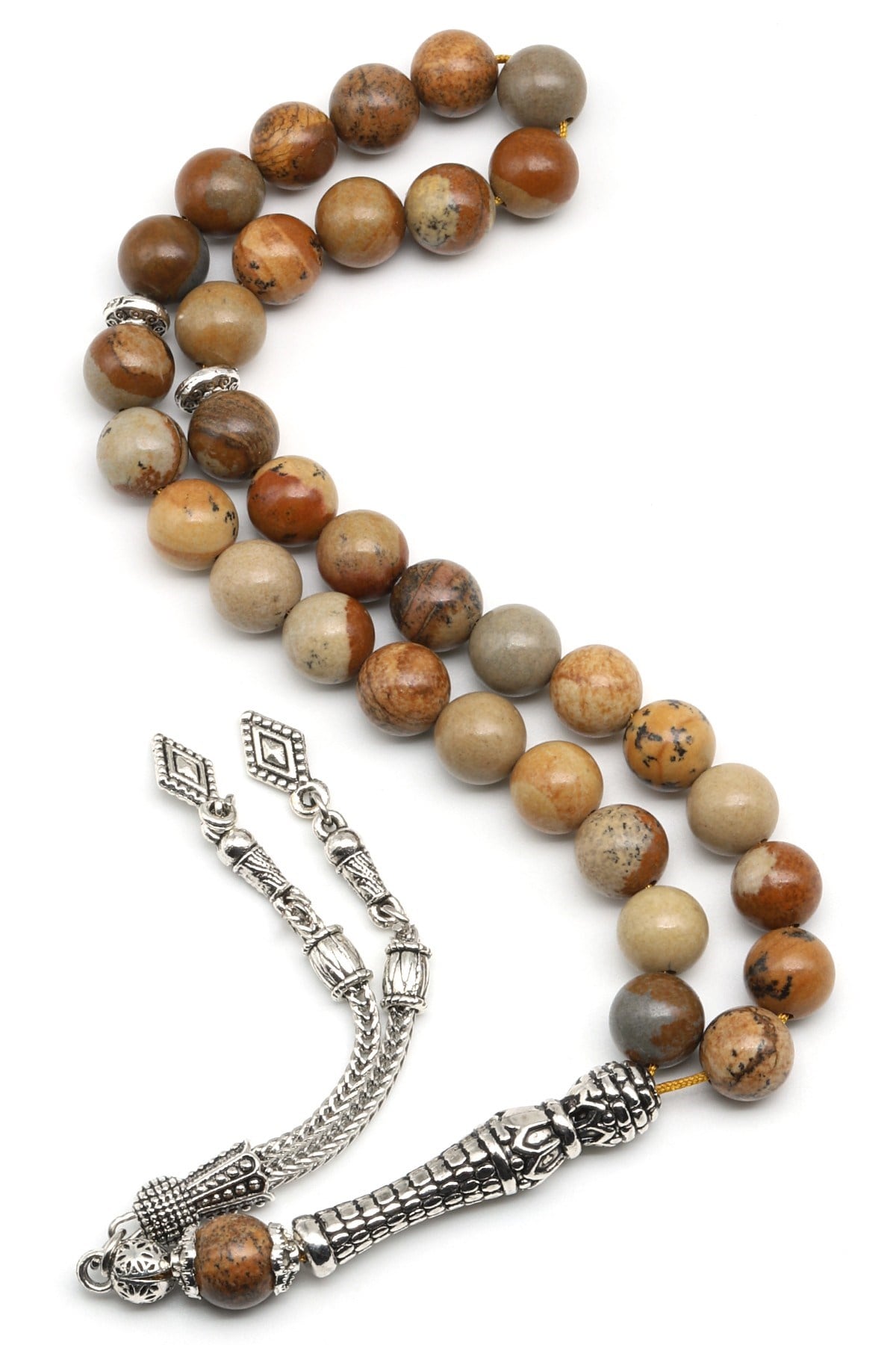 Picture Jasper Doğal Taş Tesbih 8 mm Küre Kesim TSB-0563