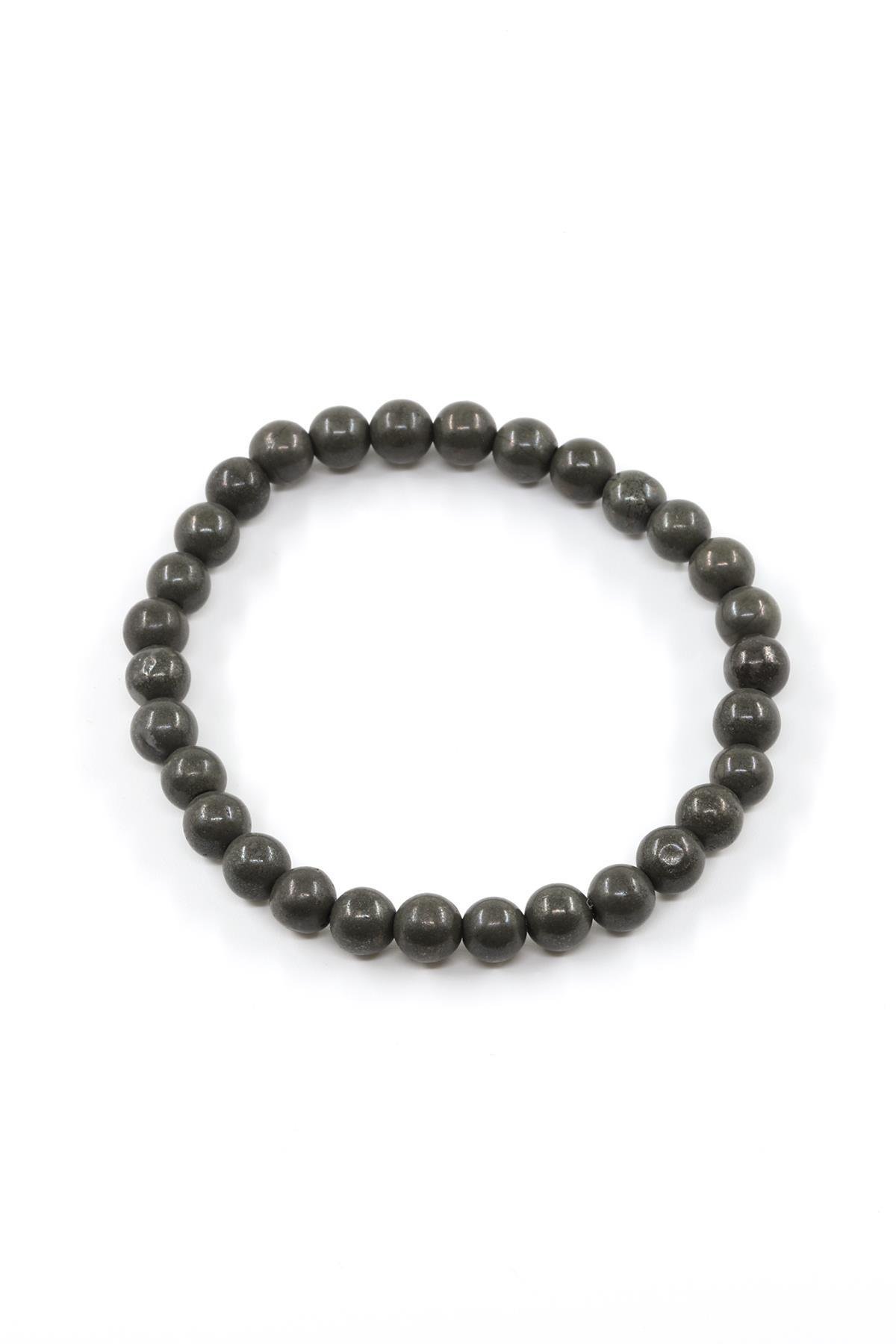 Pirit Doğal Taş Bileklik 6 mm Küre Kesim