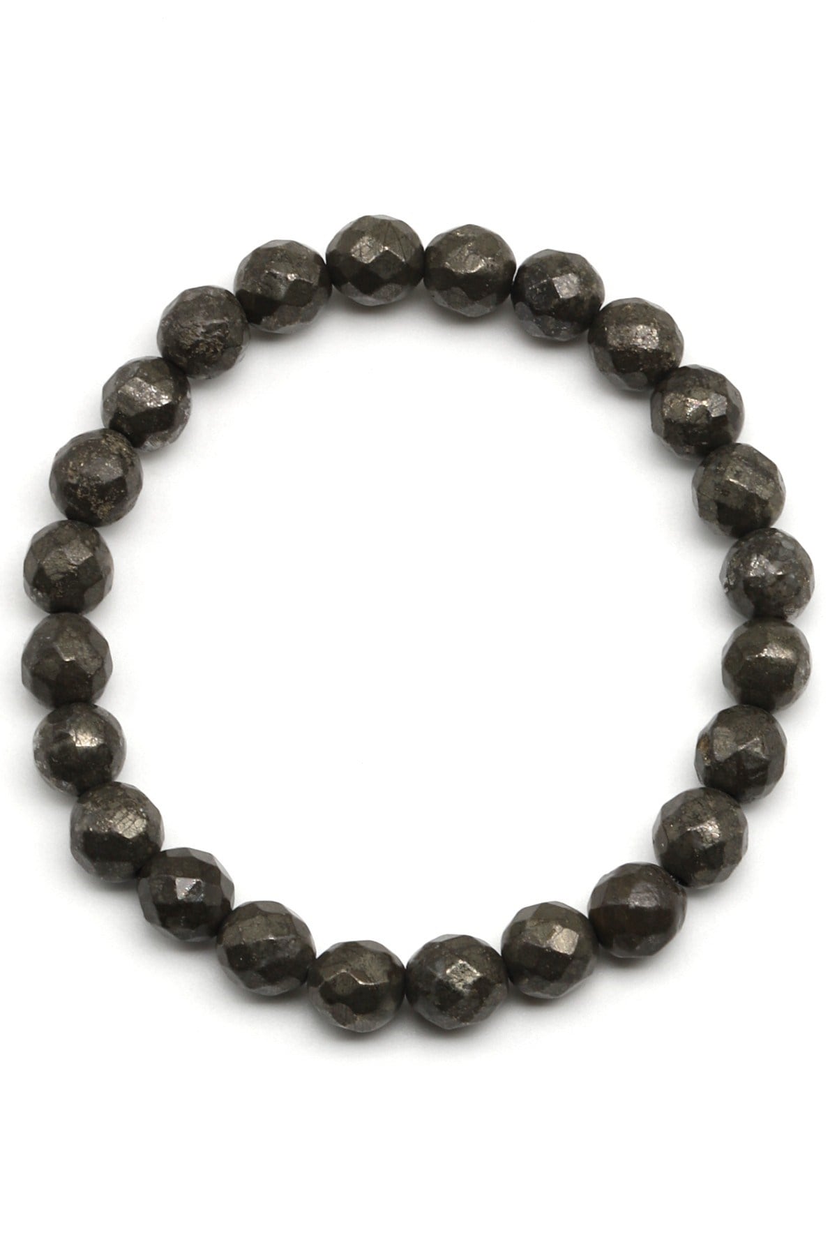 Pirit Doğal Taş Bileklik 8 mm Fasetli Küre Kesim - BLK-2302