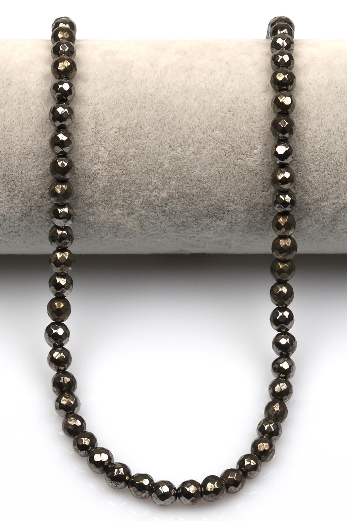 Pirit Doğal Taş Dizi 6 mm Fasetli Küre Kesim