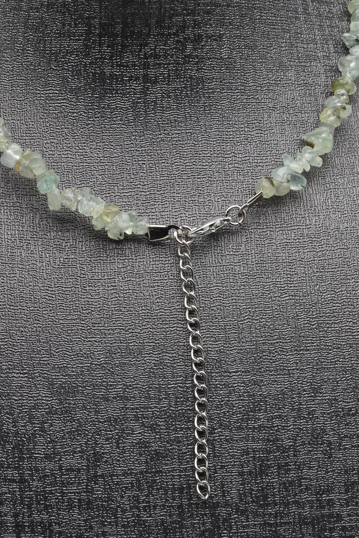 Prehnite ( Çelik Klipsli ) Doğal Taş Kırıktaş Kolye 