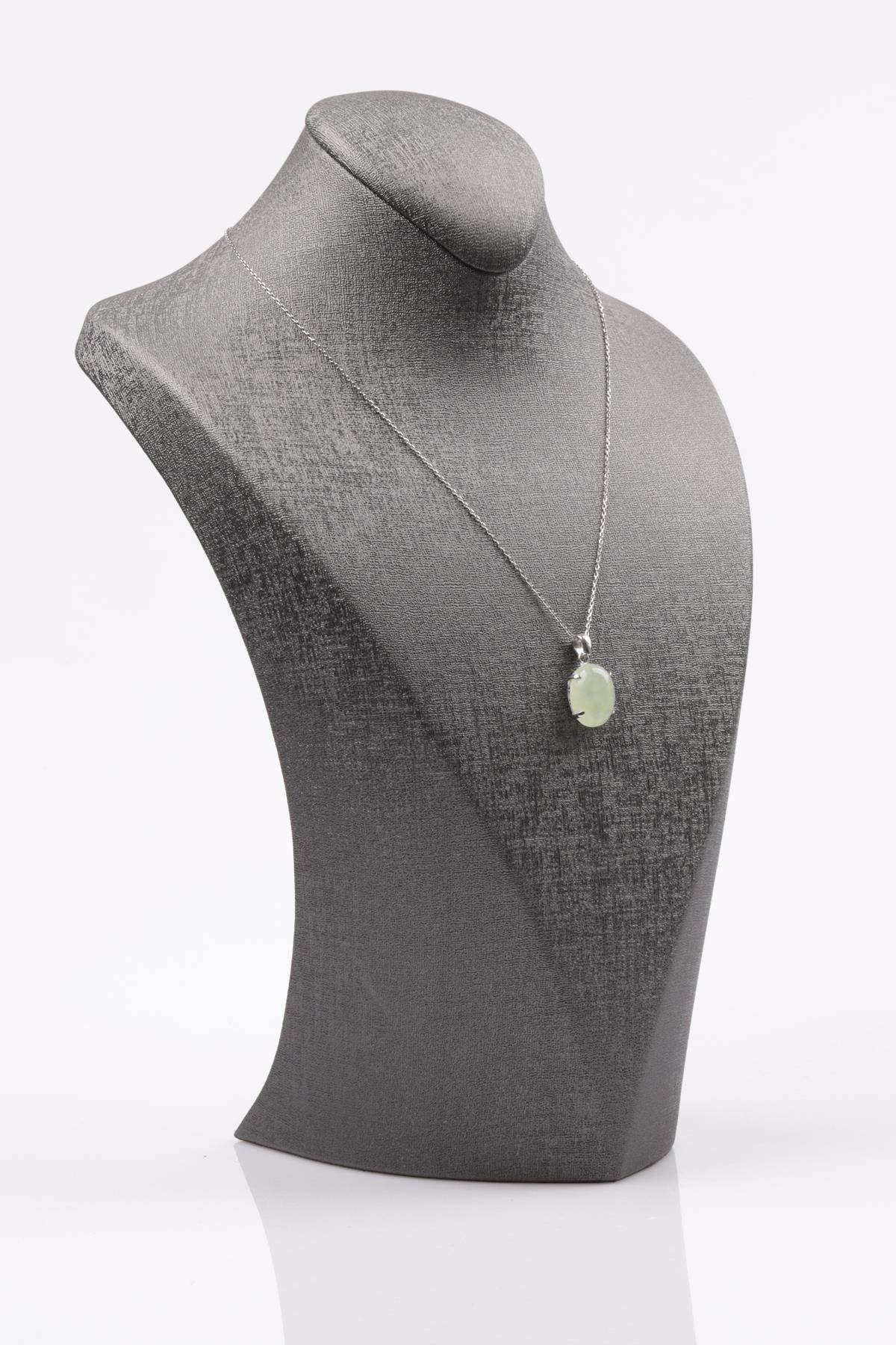 Prehnite Doğal Taş 925 Ayar Gümüş Kolye