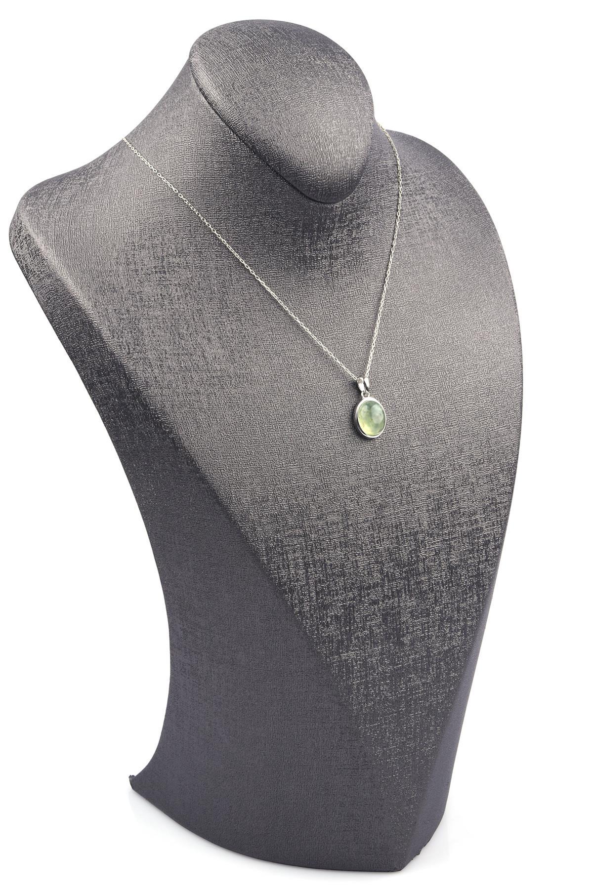 Prehnite Doğal Taş 925 Ayar Gümüş Kolye