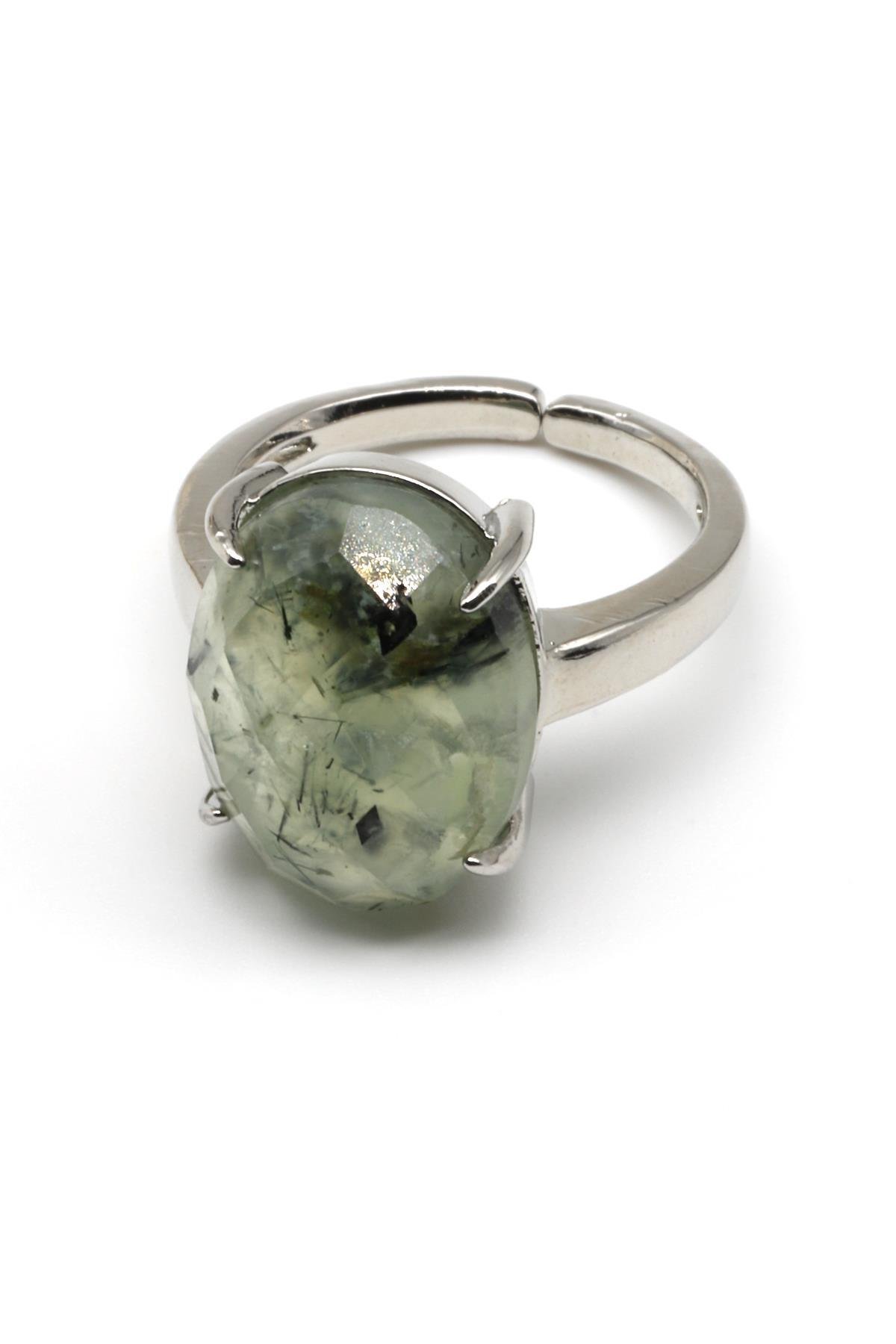 Prehnite Doğal Taş Ayarlanabilir Yüzük