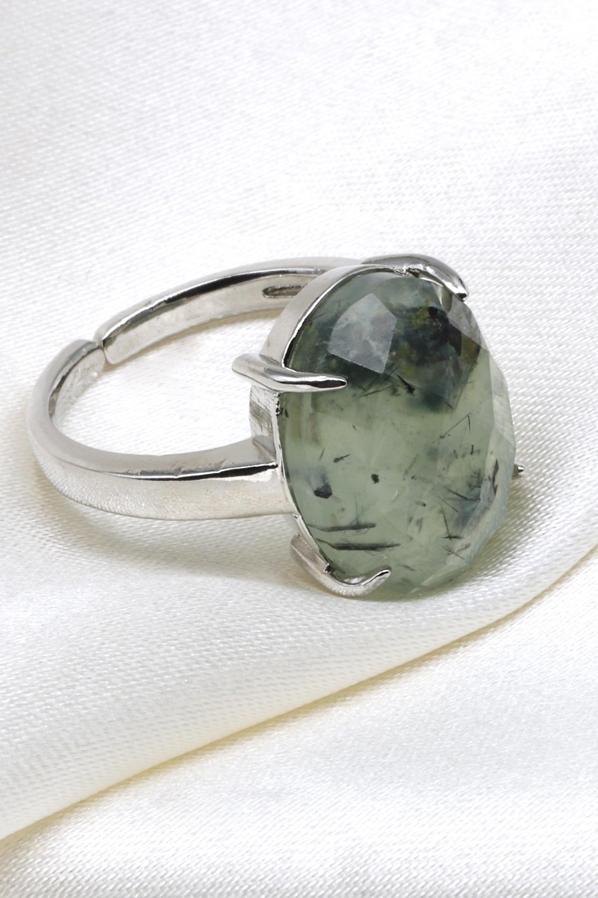 Prehnite Doğal Taş Ayarlanabilir Yüzük