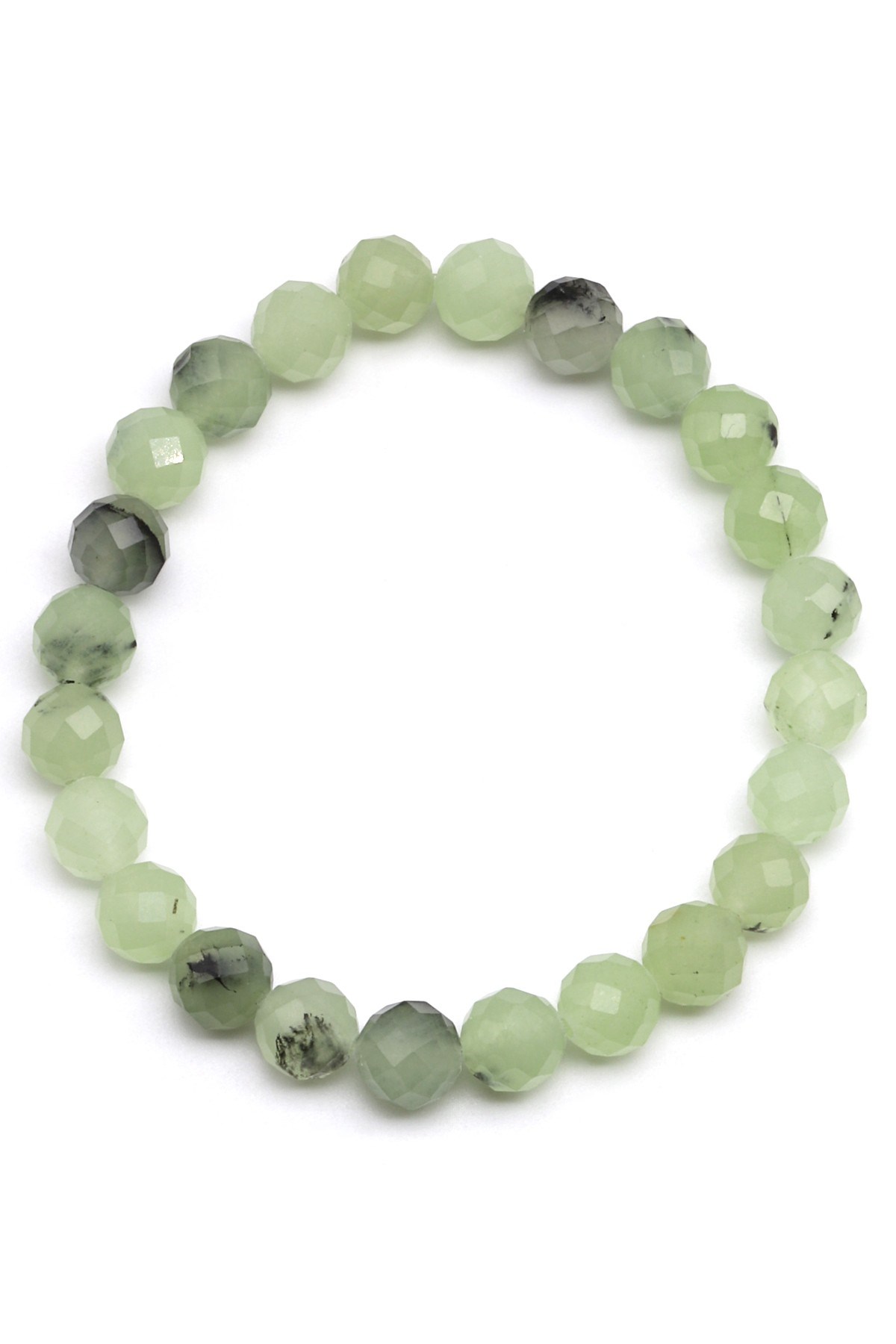 Prehnite Doğal Taş Bileklik 8 mm Fasetli Küre Kesim - BLK-2203