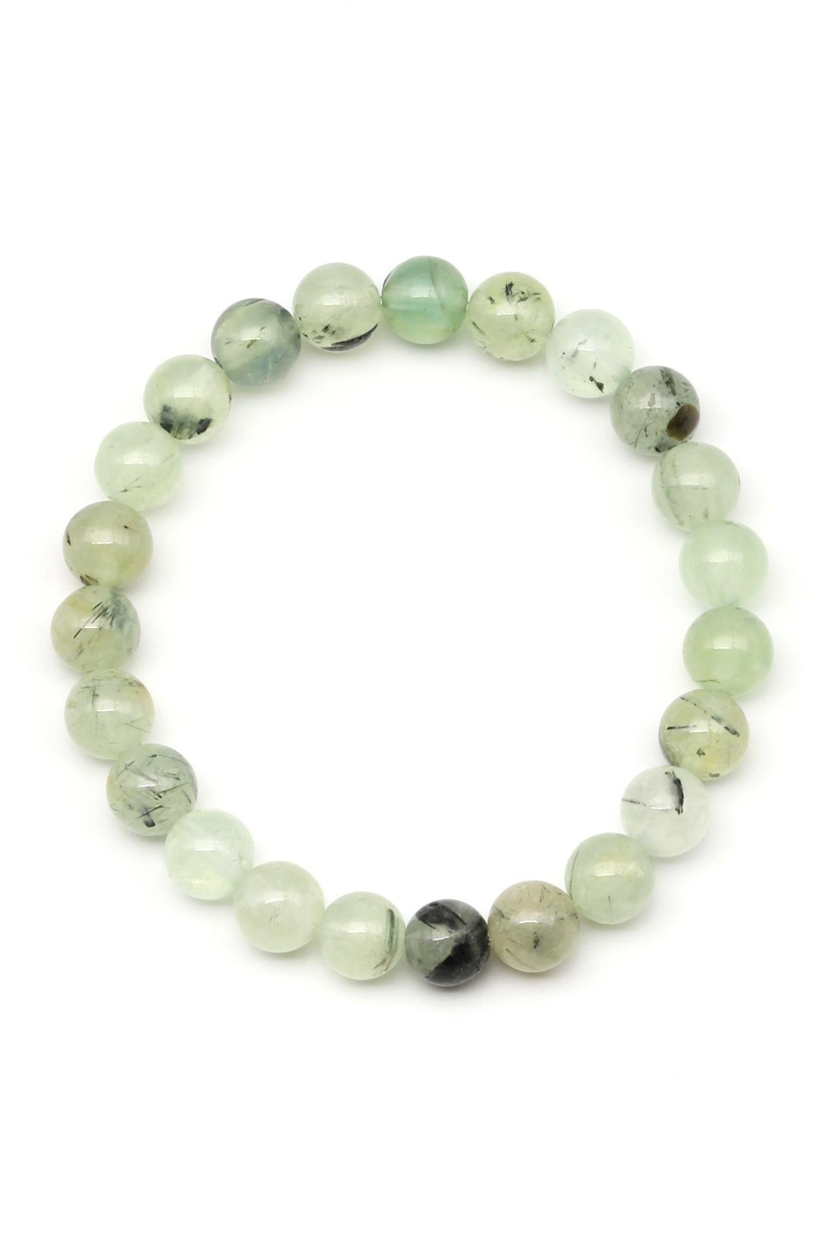 Prehnite Doğal Taş Bileklik 8 mm Küre Kesim