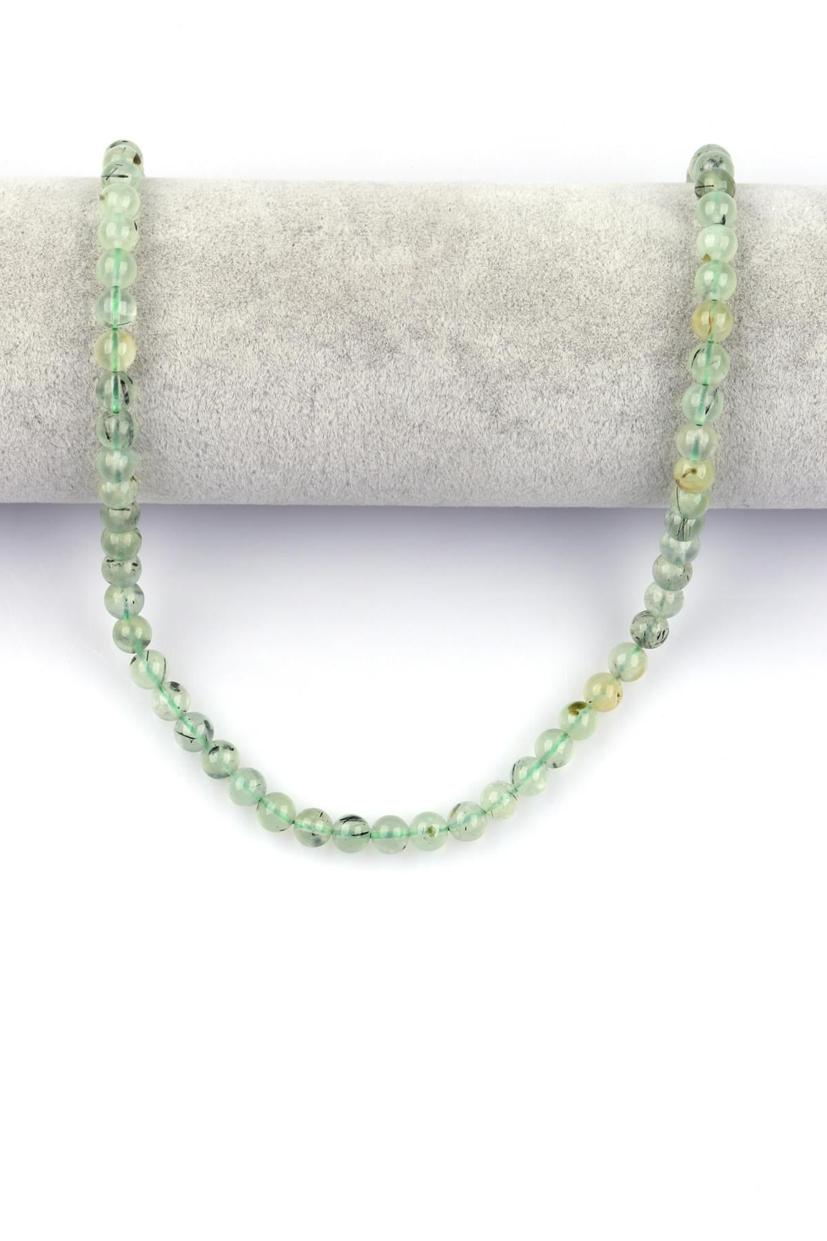 Prehnite Doğal Taş Dizi 6 mm Küre Kesim