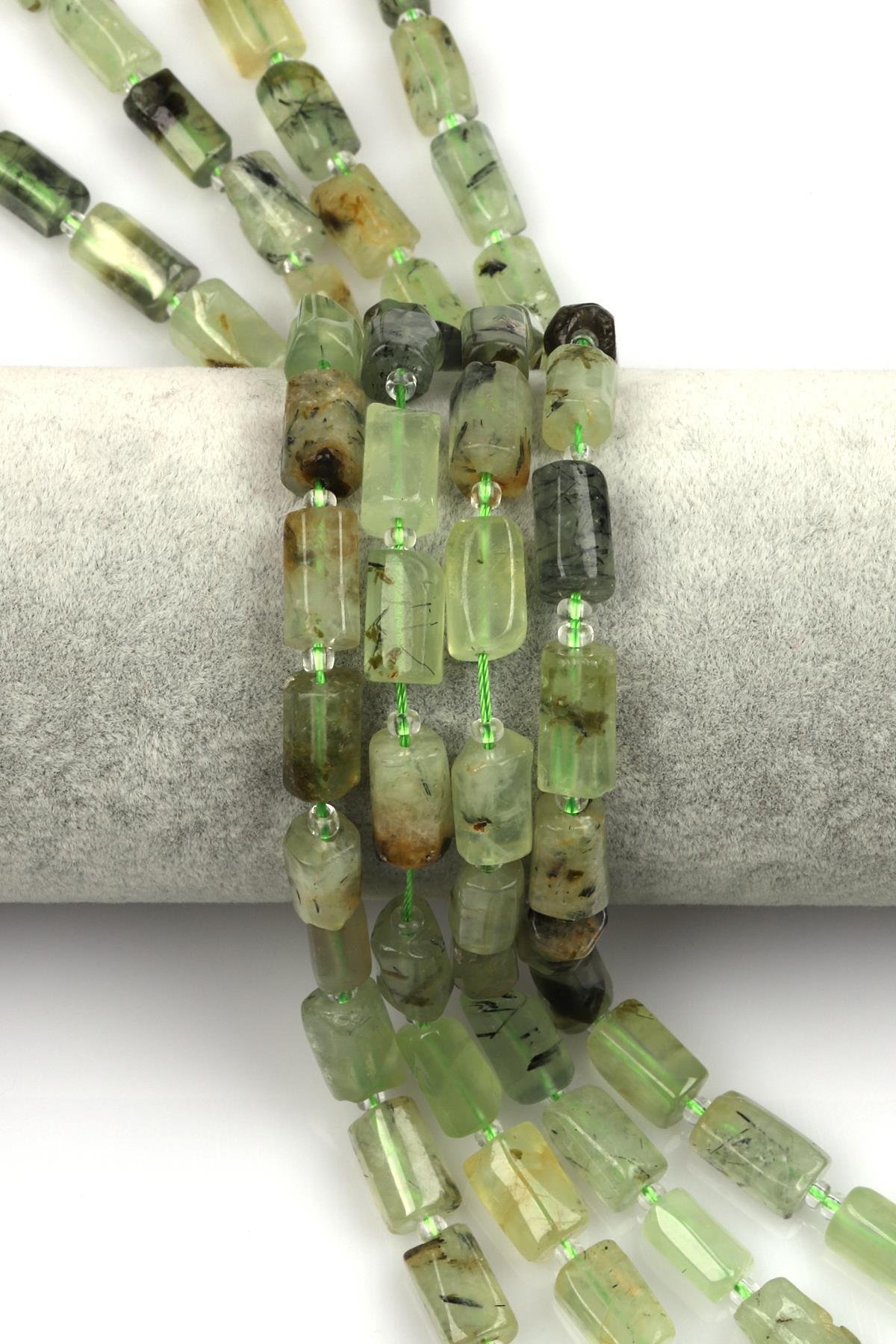 Prehnite Doğal Taş Dizi 7 x 12 mm Boru Kesim