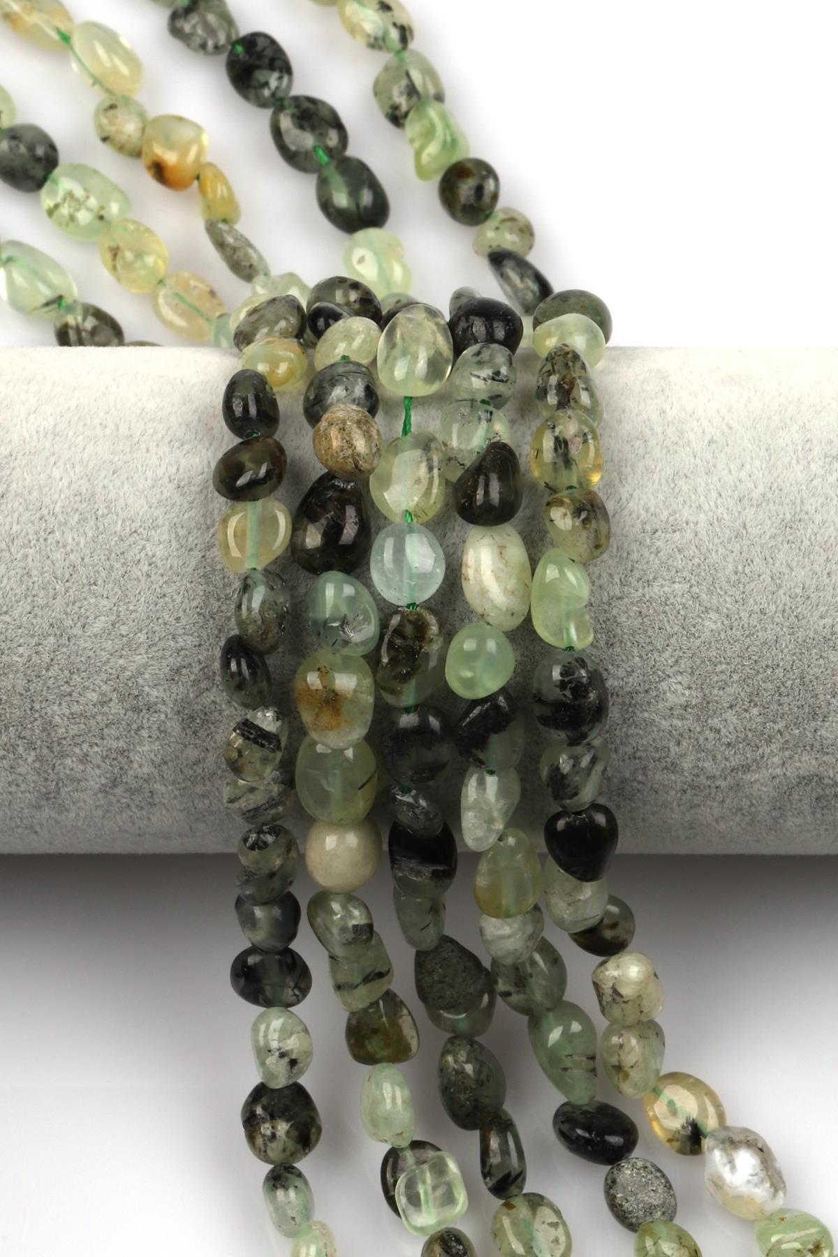 Prehnite Doğal Taş Dizi 7 x 9 mm Mercimek Kesim