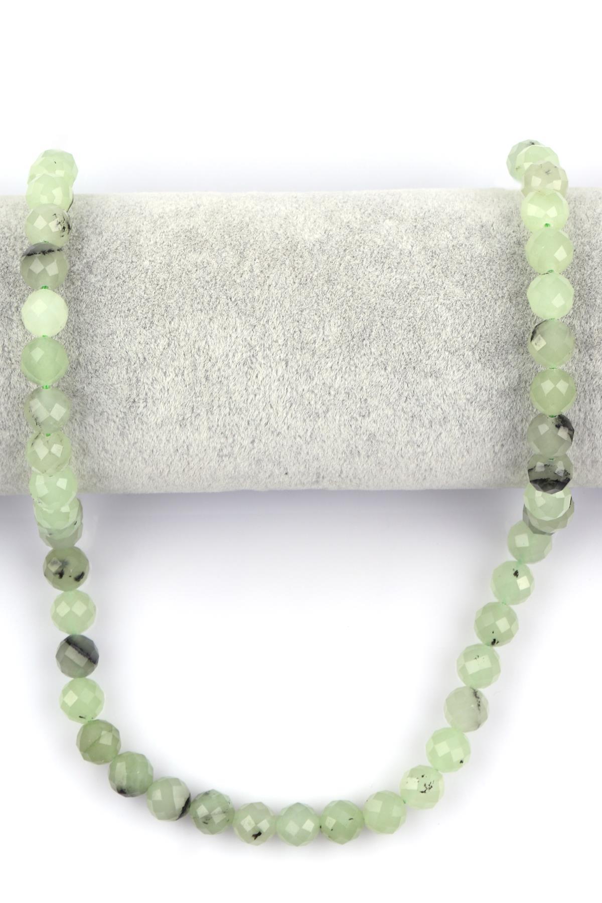 Prehnite Doğal Taş Dizi 8 mm Fasetli Küre Kesim