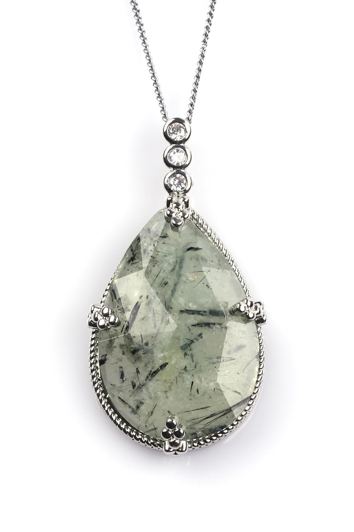 Prehnite Doğal Taş Kolye 