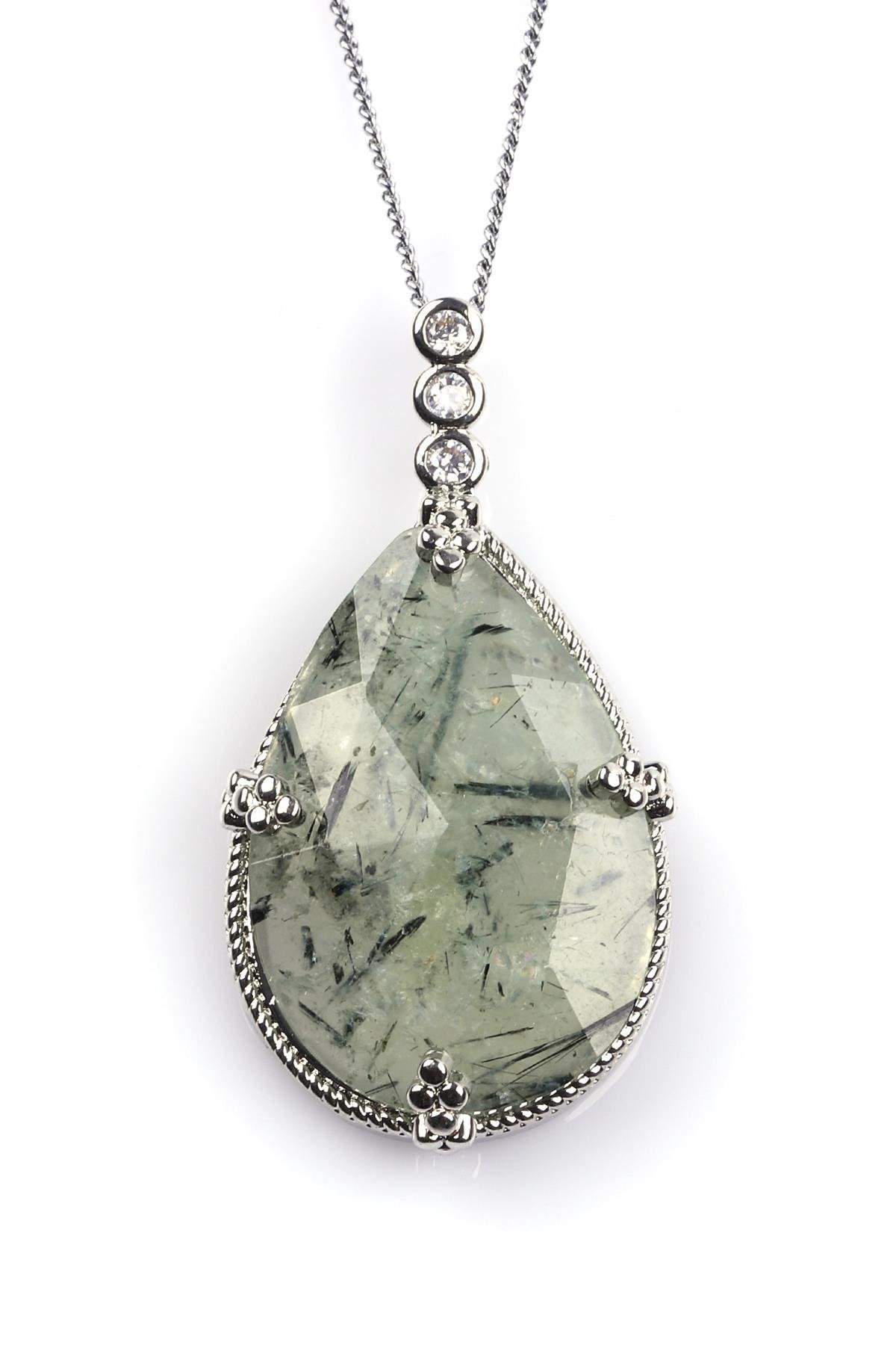 Prehnite Doğal Taş Kolye 