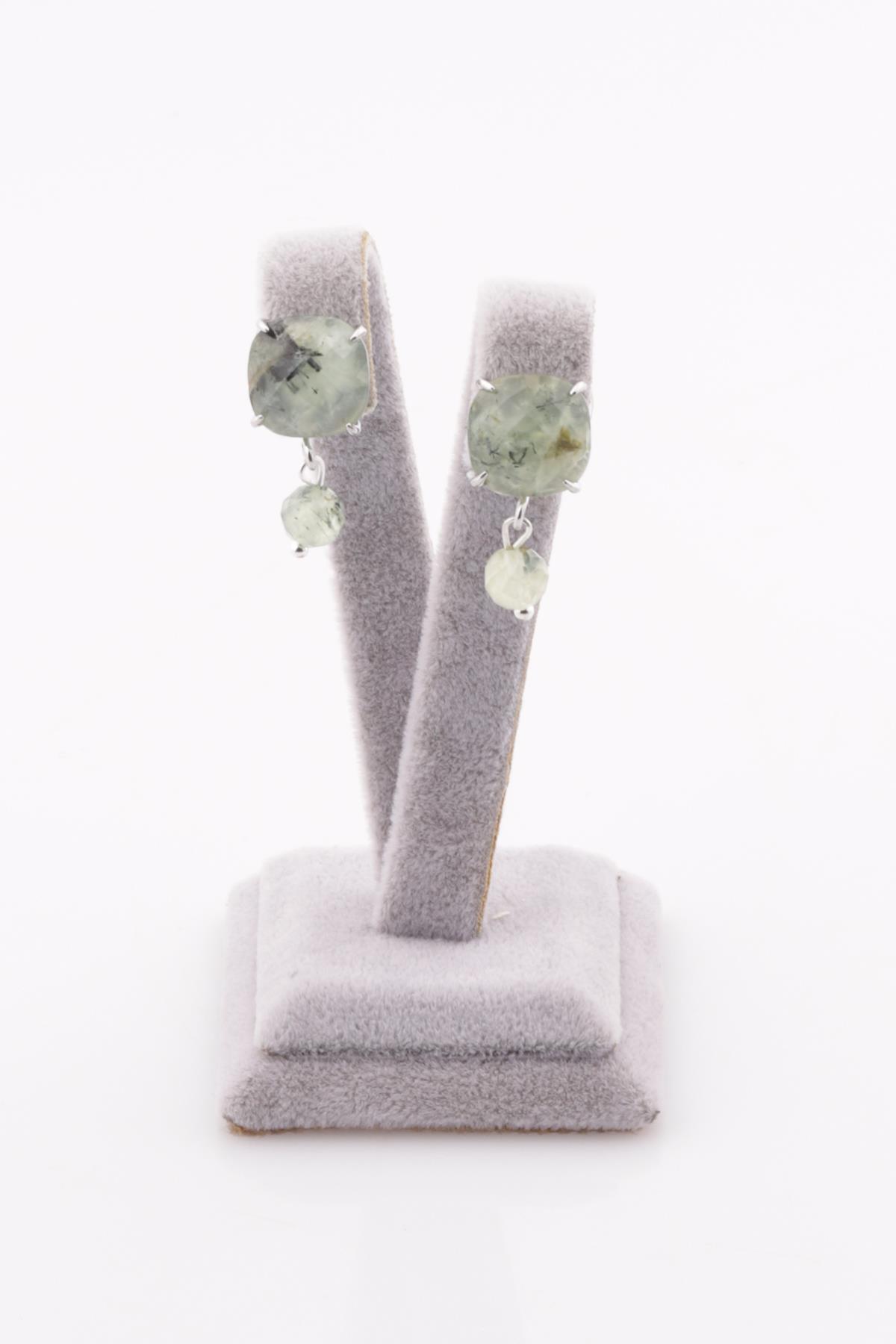 Prehnite Doğal Taş Küpe