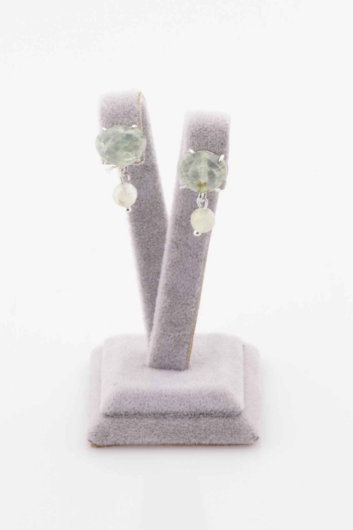 Prehnite Doğal Taş Küpe