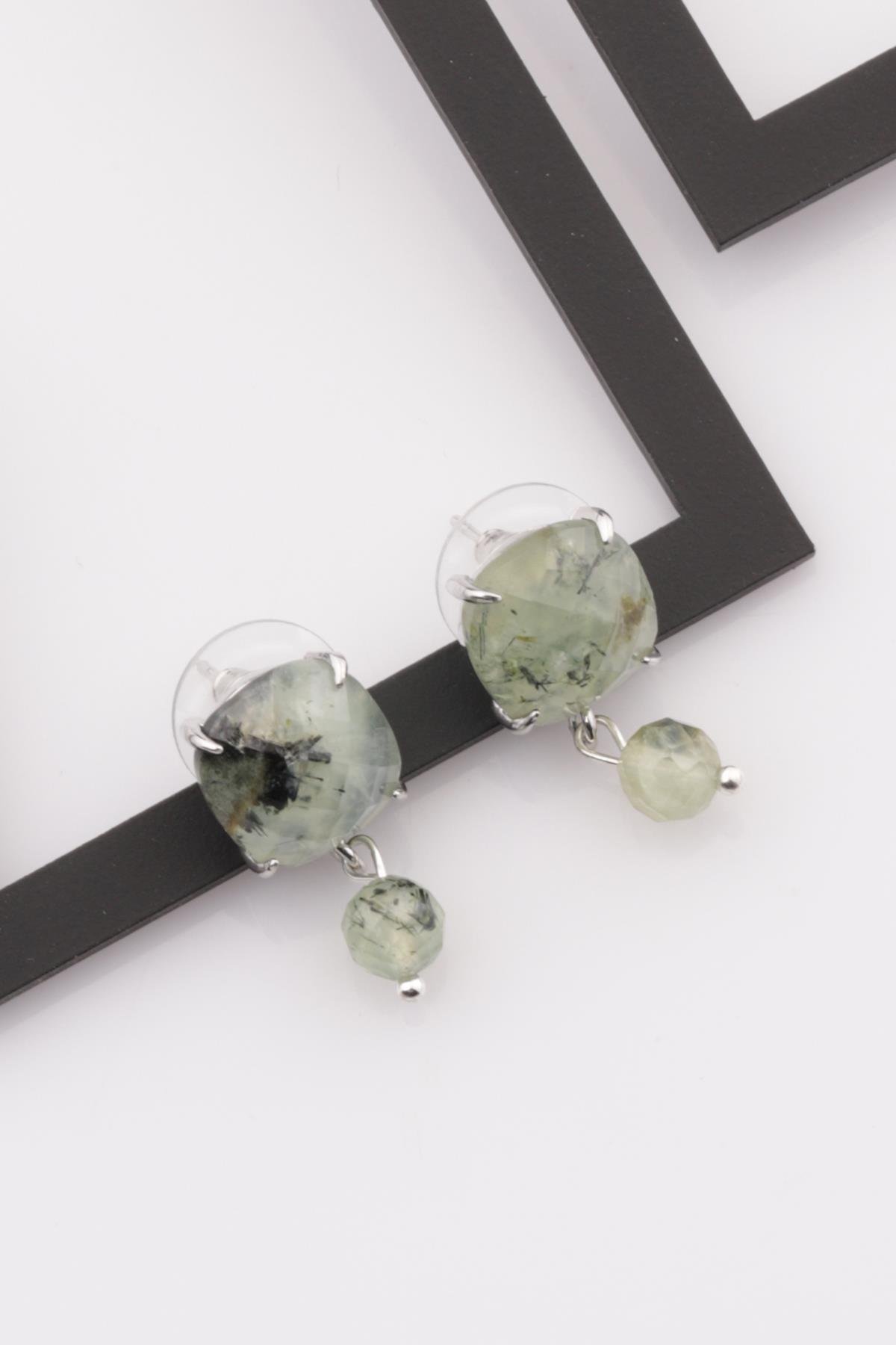 Prehnite Doğal Taş Küpe