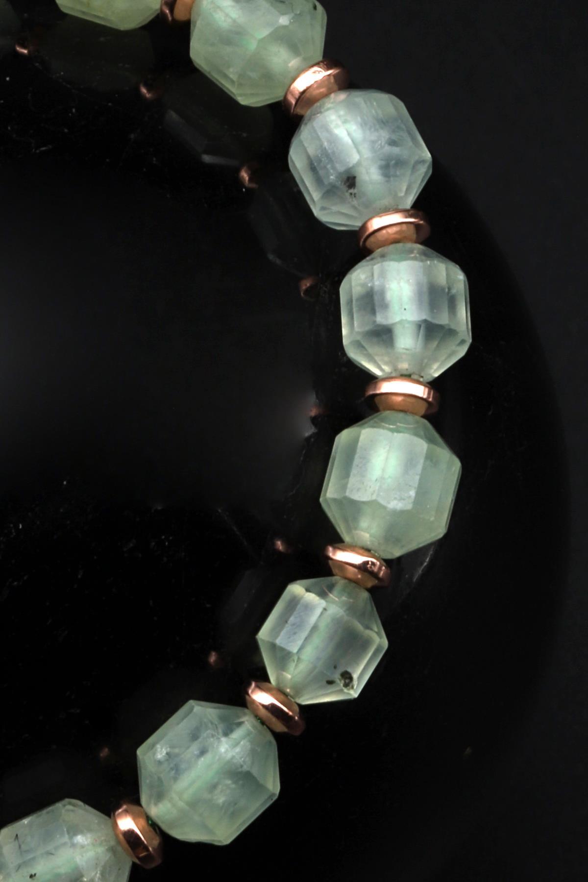 Prehnite Doğal Taş Makrome Örme Bileklik Hexagonal Kesim