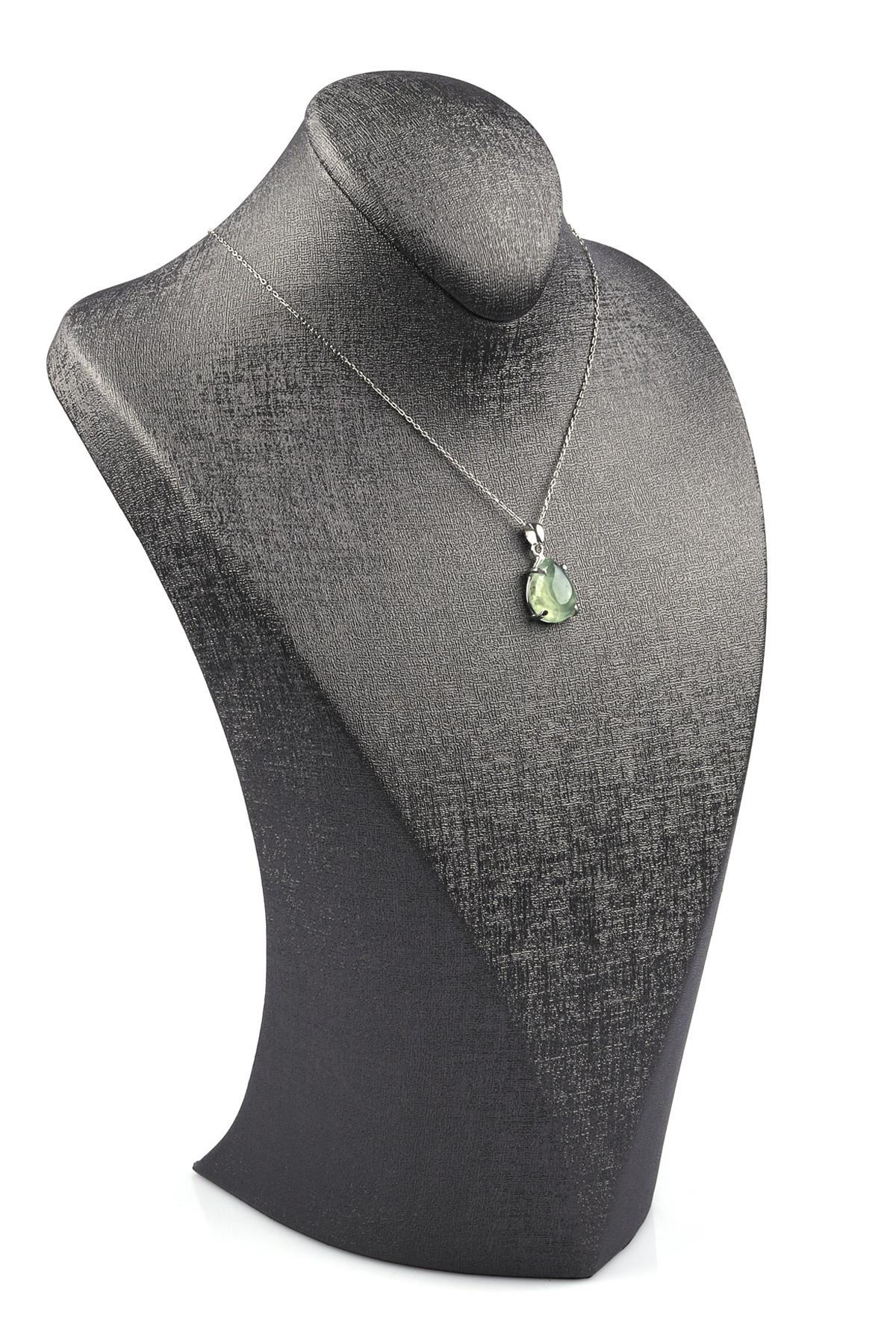 Prenhite Doğal Taş 925 Ayar Gümüş Kolye