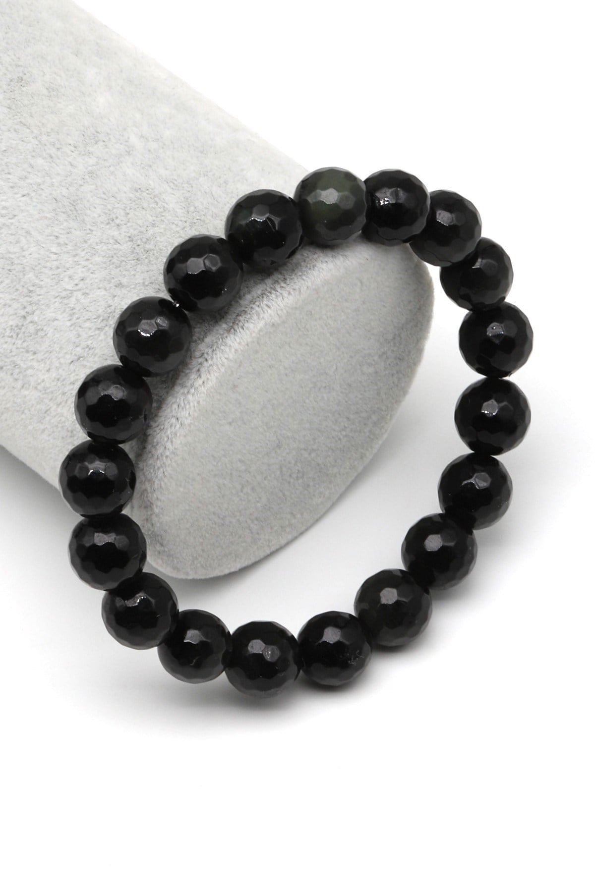 Rainbow Obsidyen Doğal Taş Bileklik 10 mm Fasetli Küre Kesim - BLK-2207