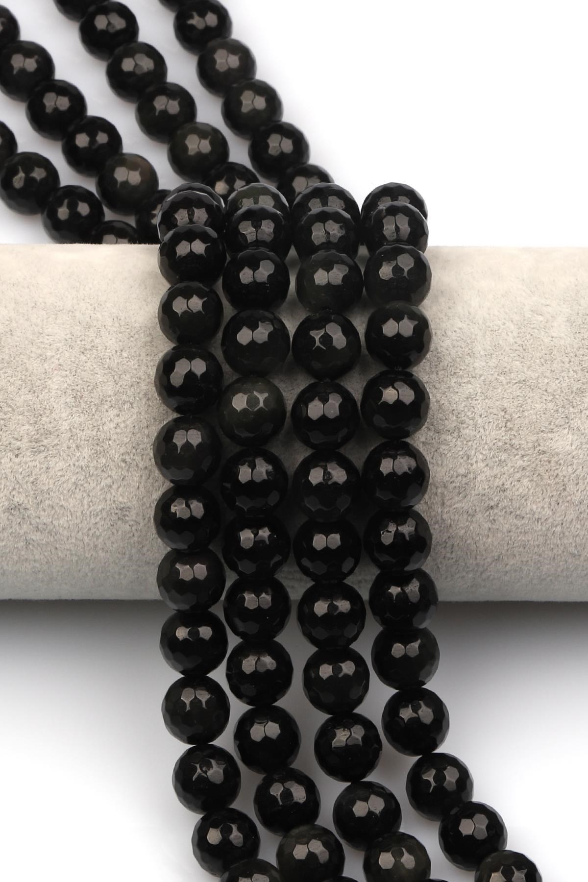 Rainbow Obsidyen Doğaltaş Dizi 10 mm Fasetli Küre Kesim