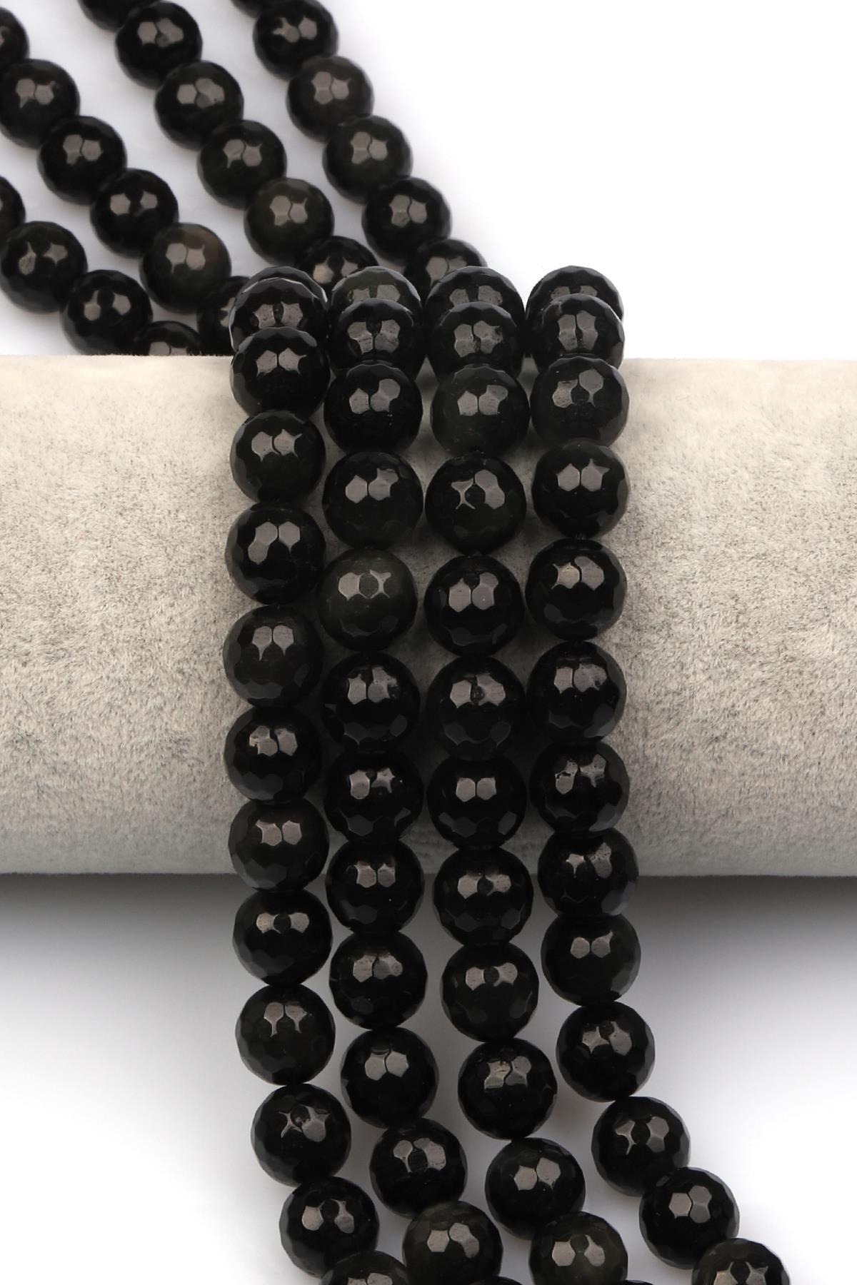 Rainbow Obsidyen Doğaltaş Dizi 10 mm Fasetli Küre Kesim