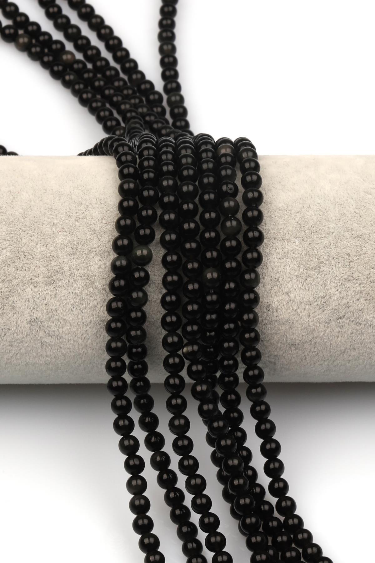 Rainbow Obsidyen Doğaltaş Dizi 4 mm Küre Kesim