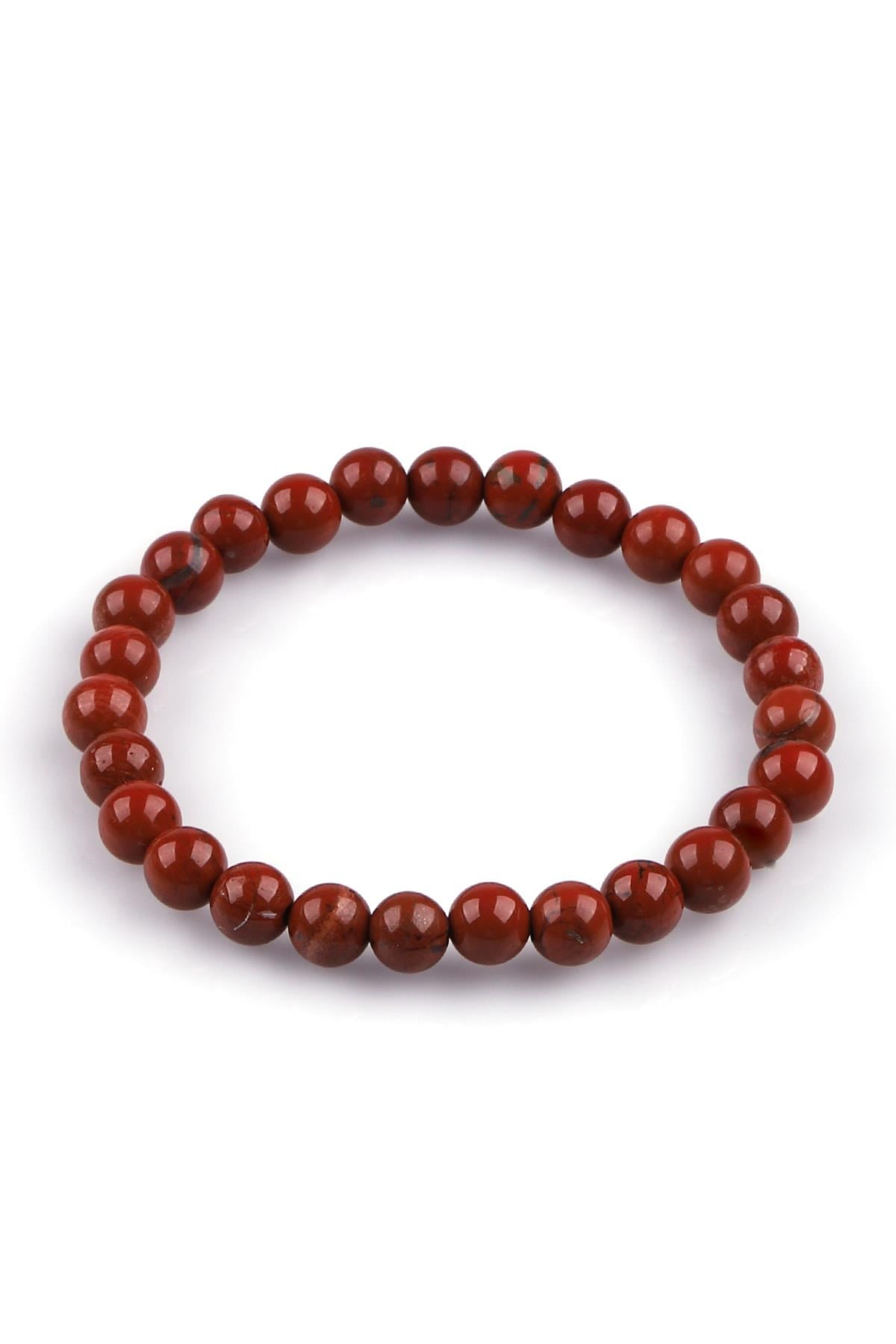 Red Jasper Doğal Taş Bileklik 6mm Küre Kesim