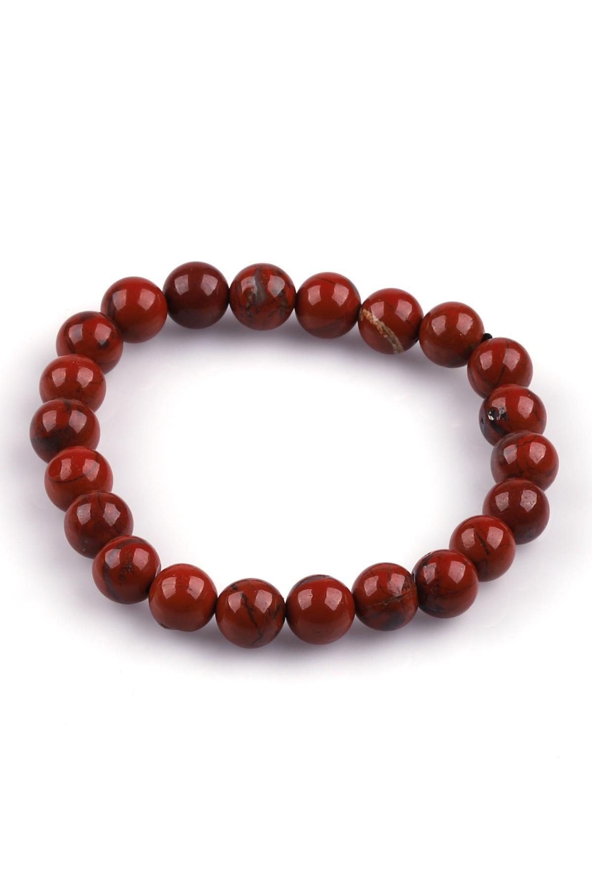 Red Jasper Doğal Taş Bileklik 8mm Küre Kesim
