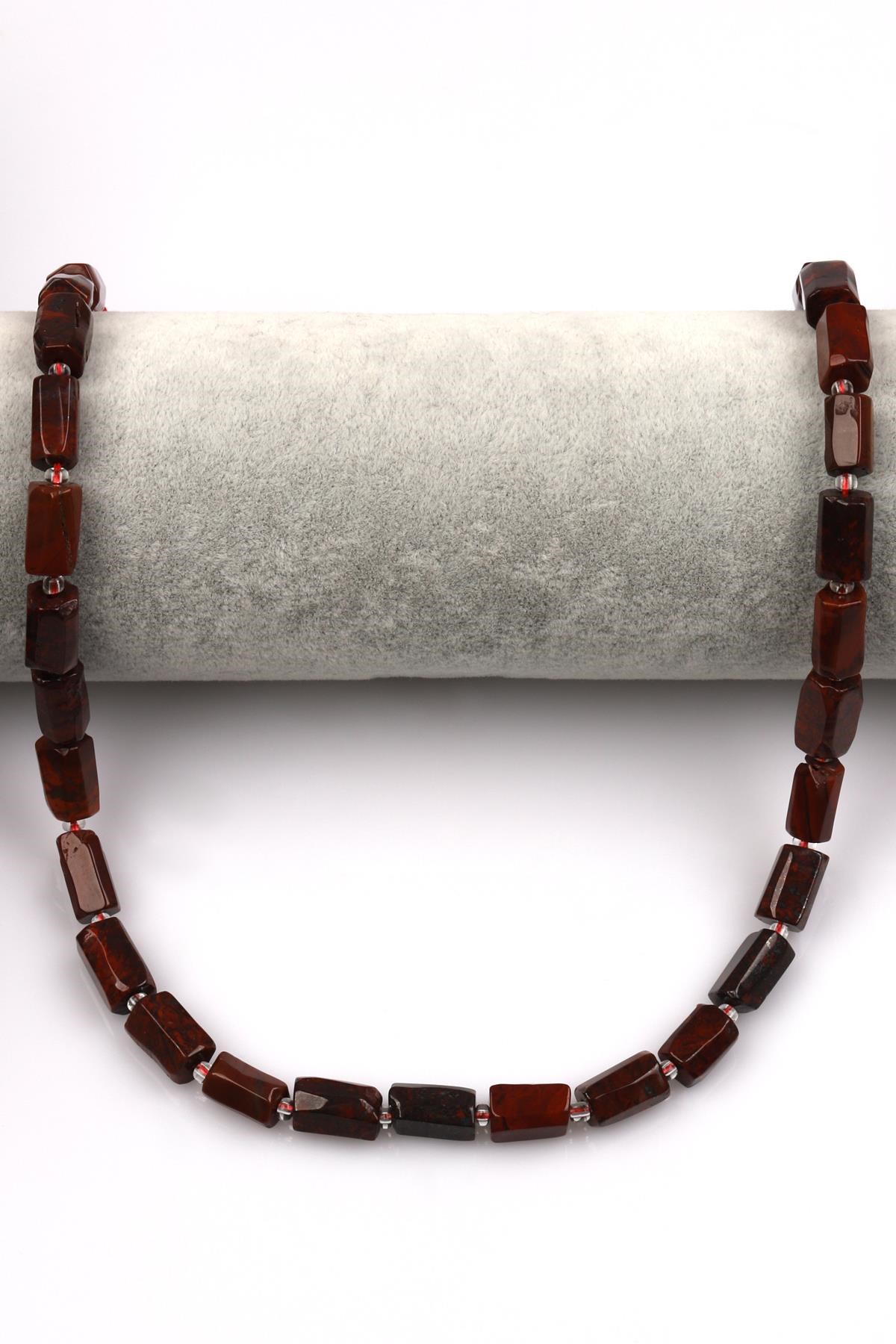 Red Jasper Doğal Taş Dizi 7 x 12 mm Boru Kesim