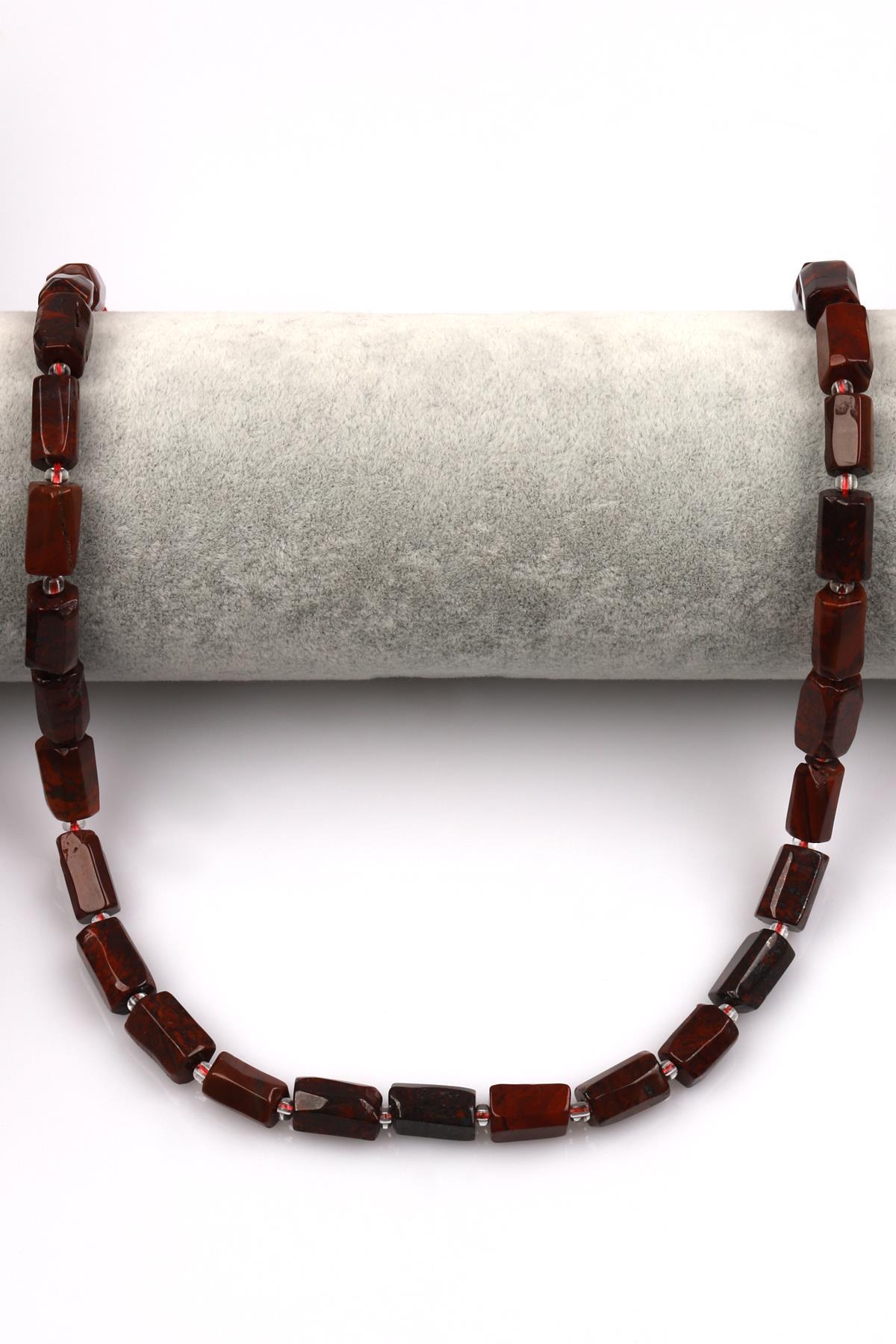 Red Jasper Doğal Taş Dizi 7 x 12 mm Boru Kesim