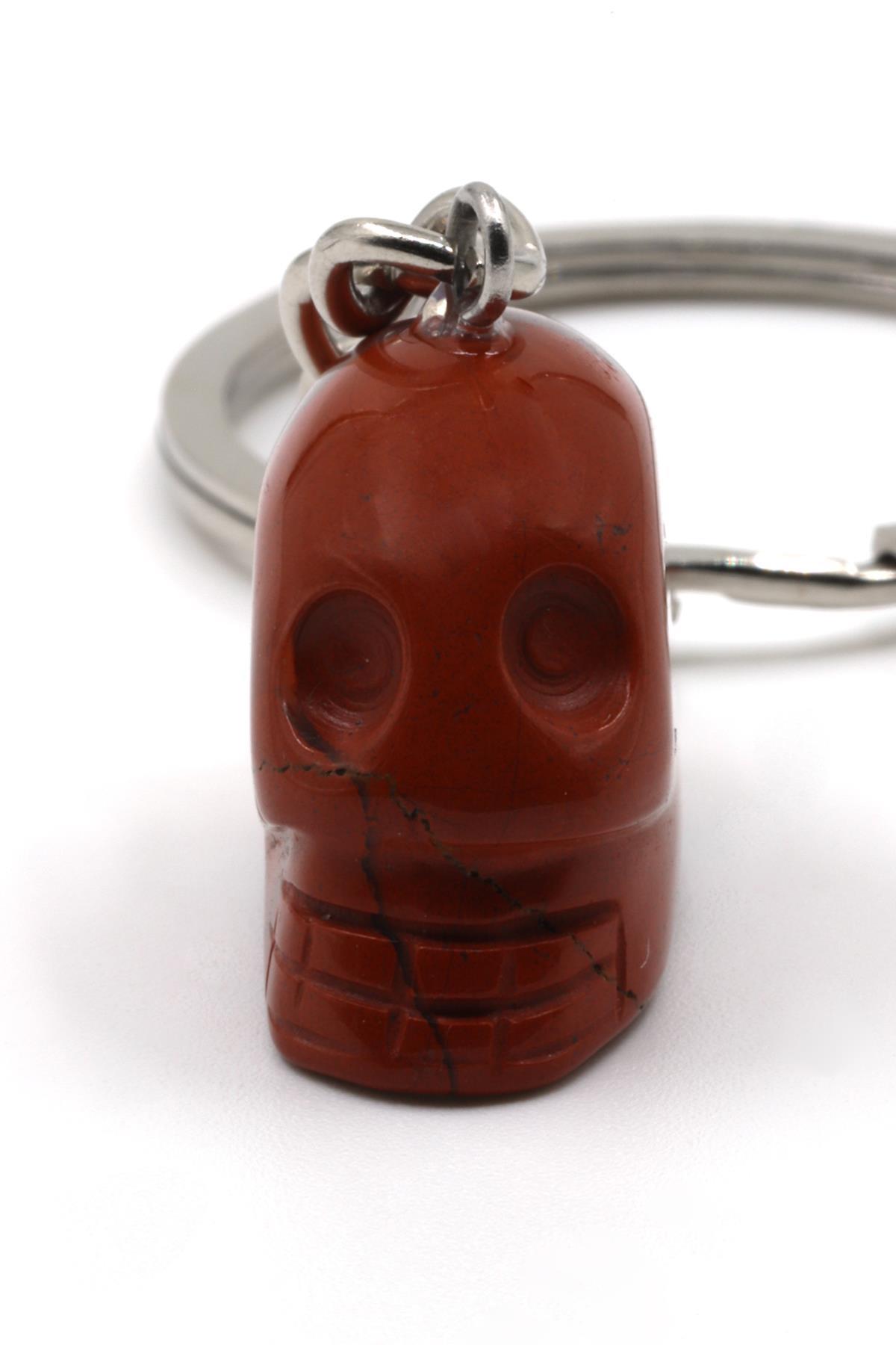 Red Jasper Doğal Taş Kuru Kafa Model Anahtarlık