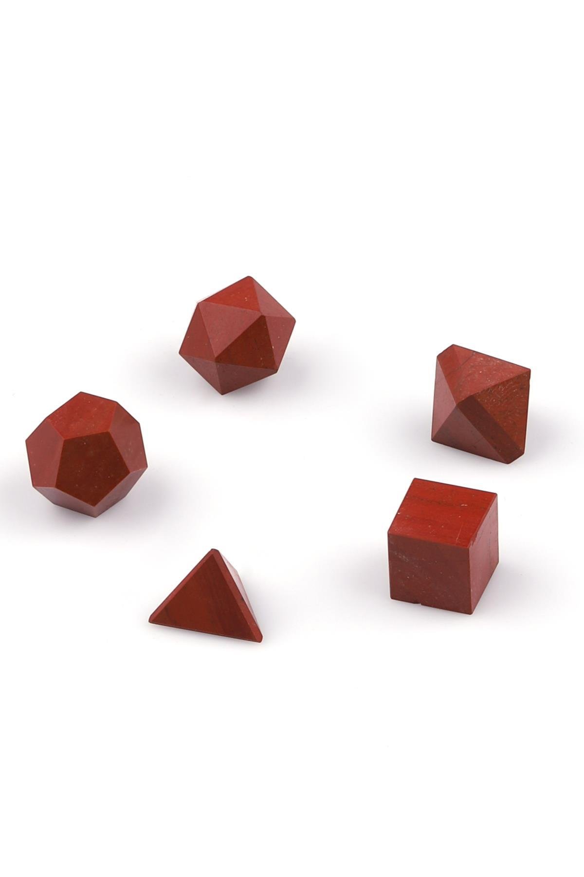Red Jasper Doğal Taş Platonik Set