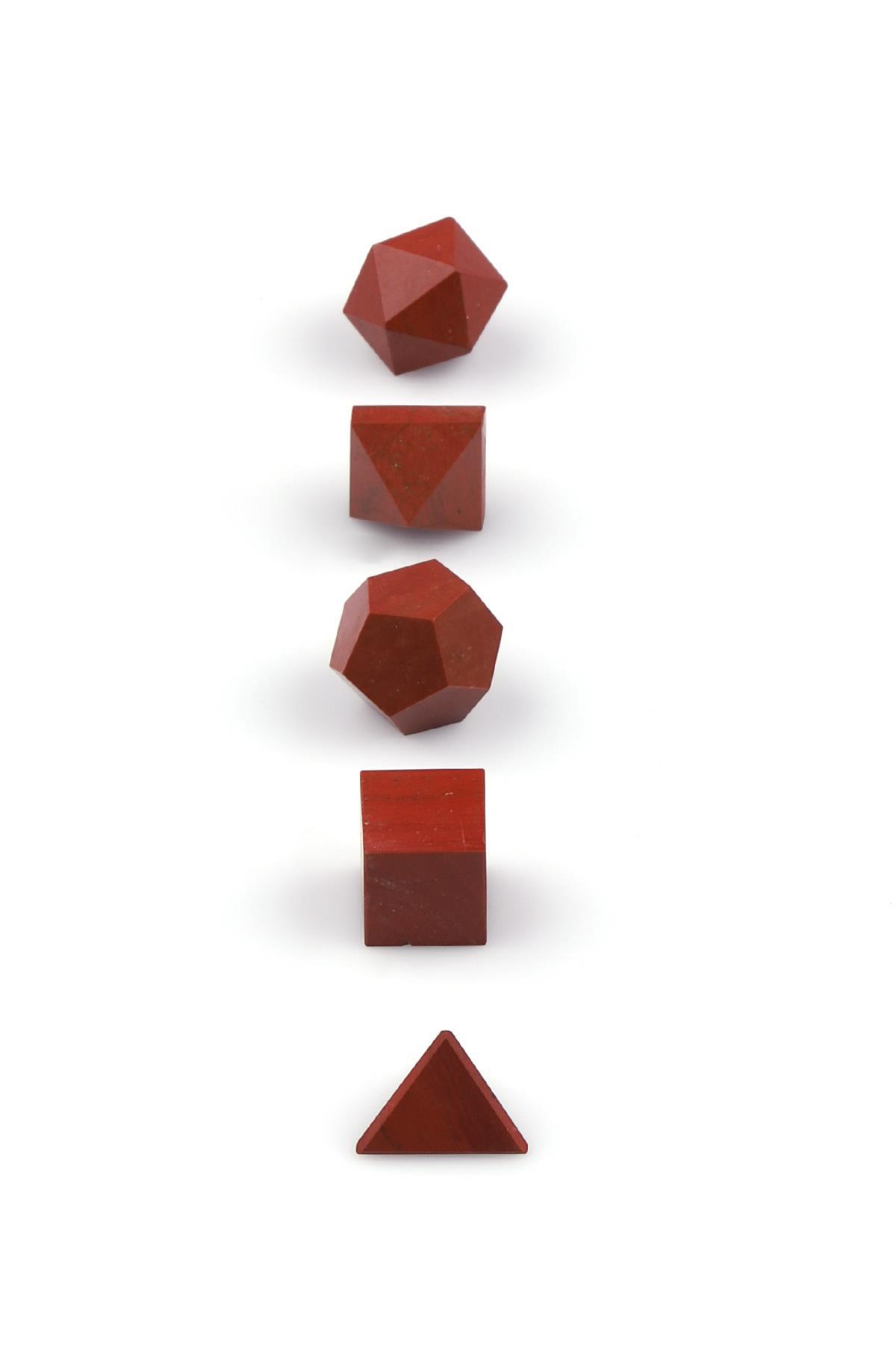 Red Jasper Doğal Taş Platonik Set