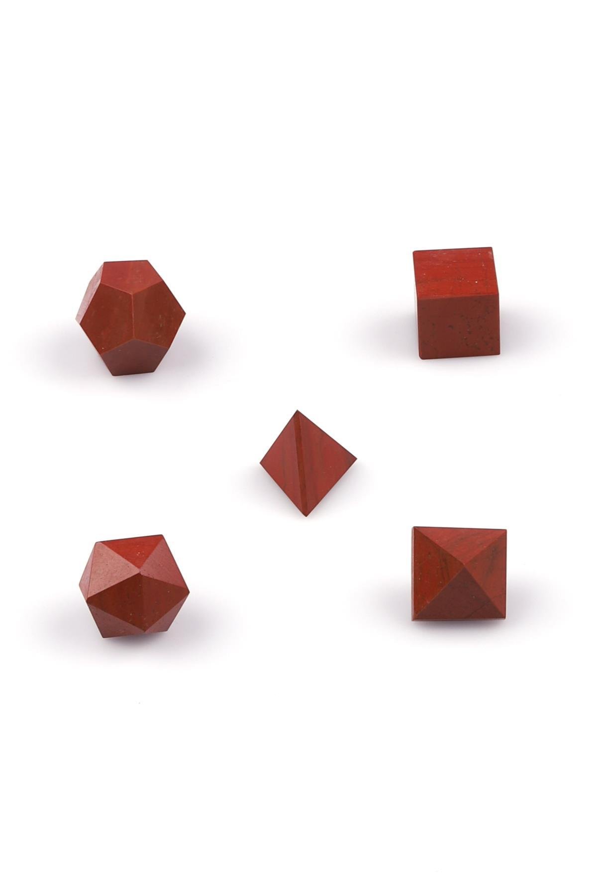 Red Jasper Doğal Taş Platonik Set