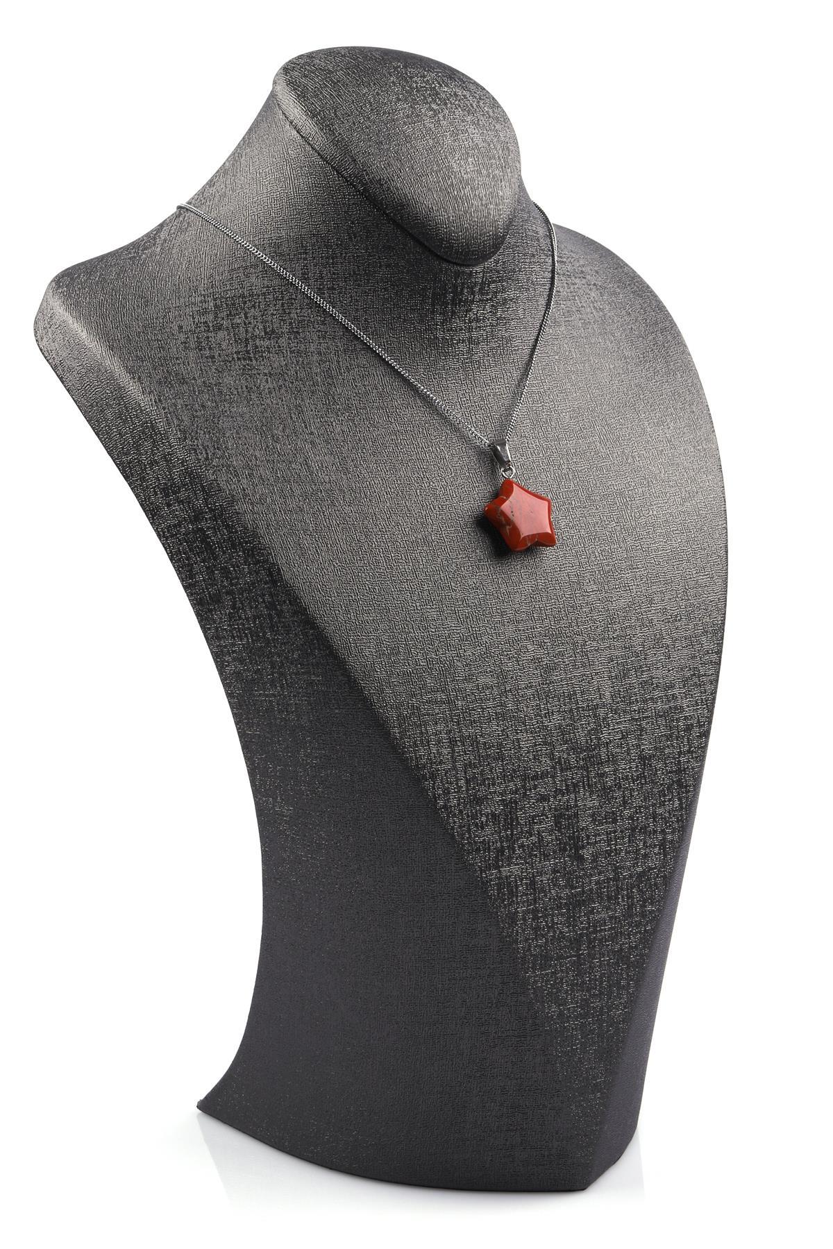 Red  Jasper Doğal Taş Yıldız Model Kolye
